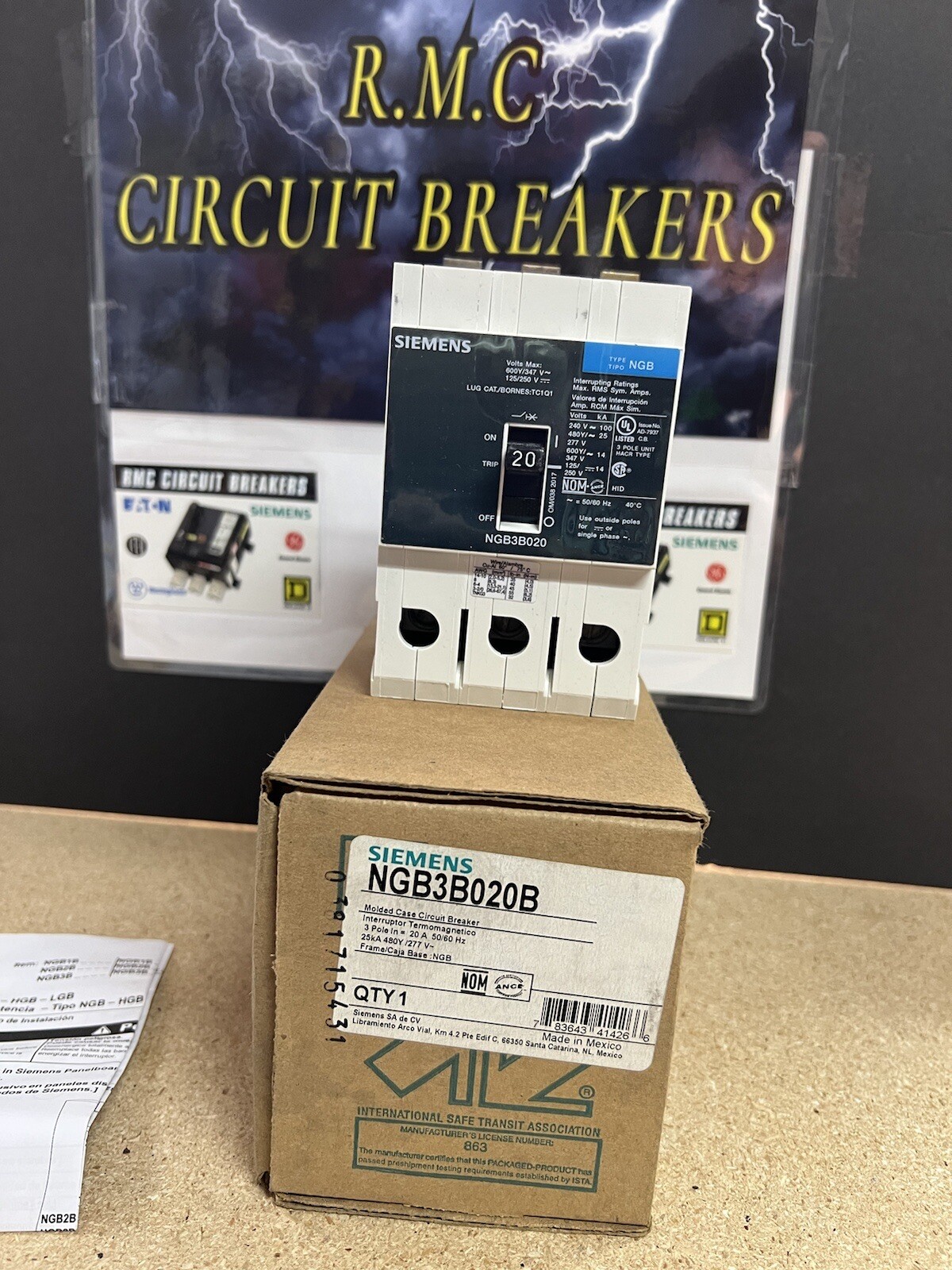 NEW NGB3B020B Siemens 3 Pole 20 Amp 480V 25KA Circuit Breaker