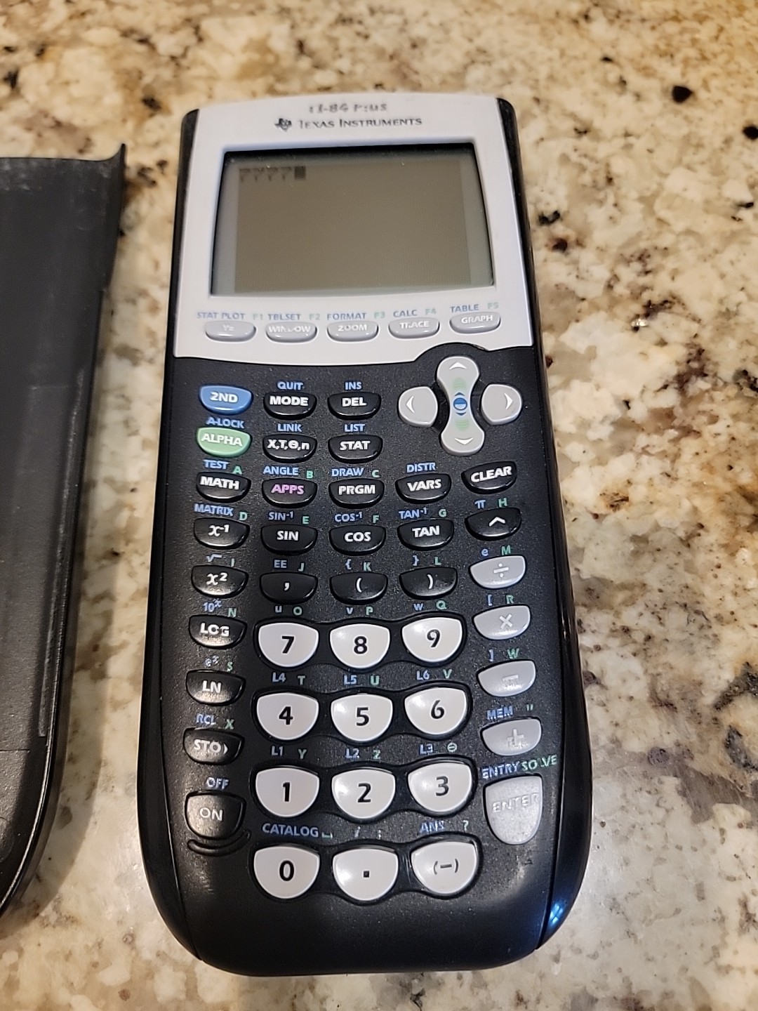 Texas Instruments TI-84 Plus Graphic Calculator Black W/Cover. Working Condition