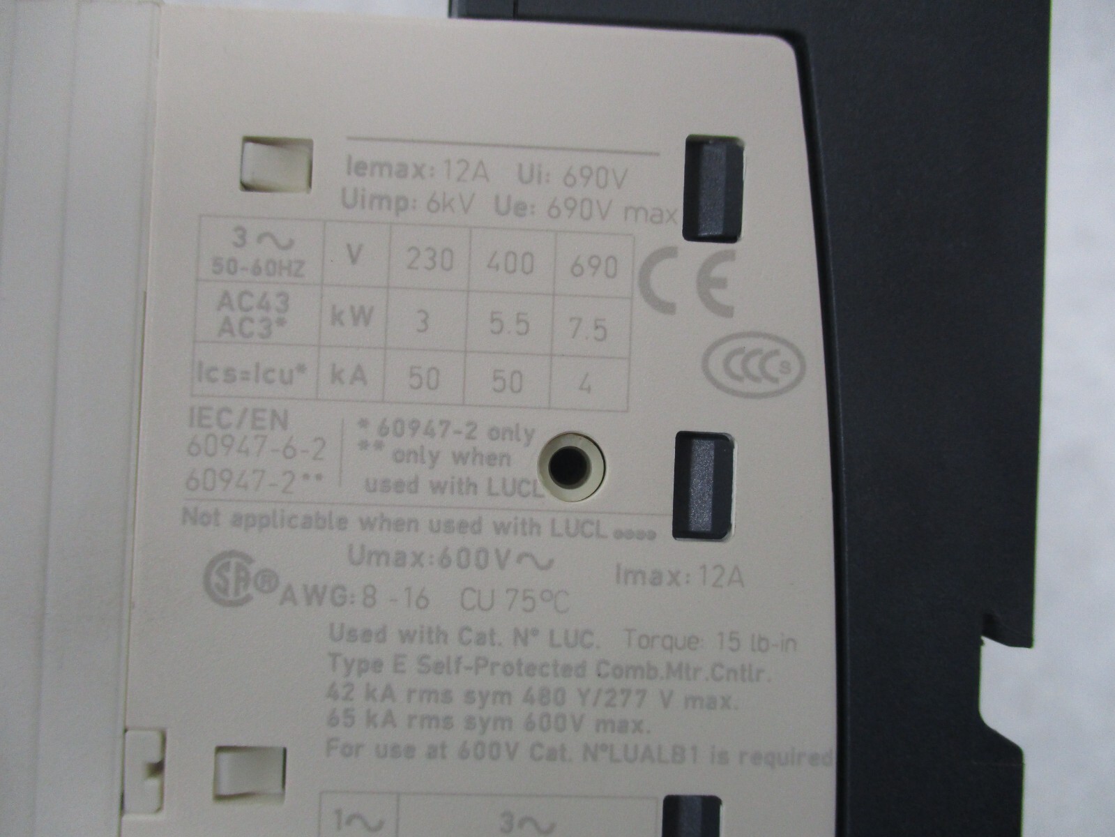 TELEMECANIQUE LUB 12 / LUCB05FU MOTOR STARTER BASE & CONTROL UNIT, T1342