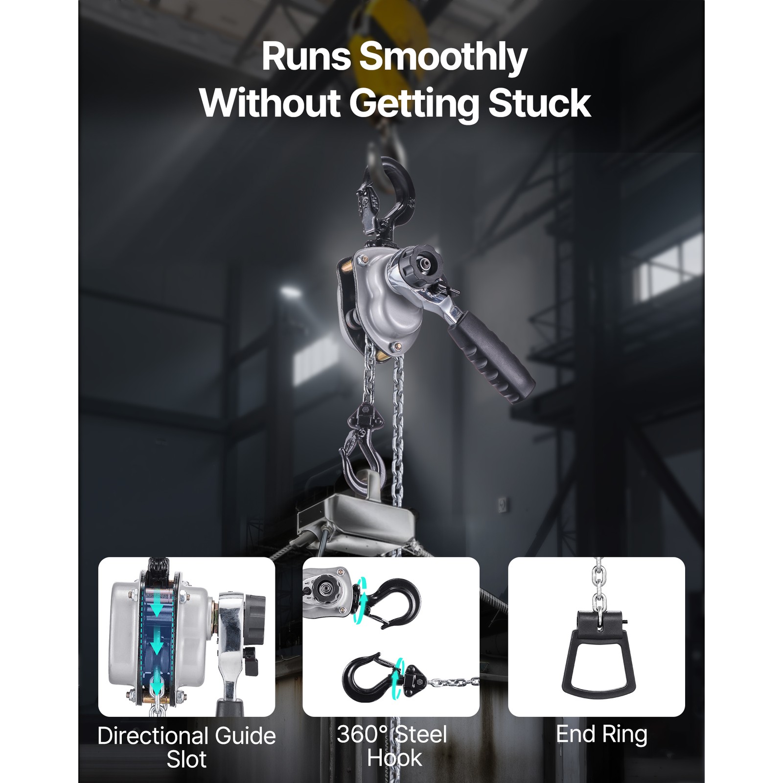 Uimoso Manual Lever Chain Hoist 550 lbs Capacity, 5 ft Lift, Durable Alloy Steel