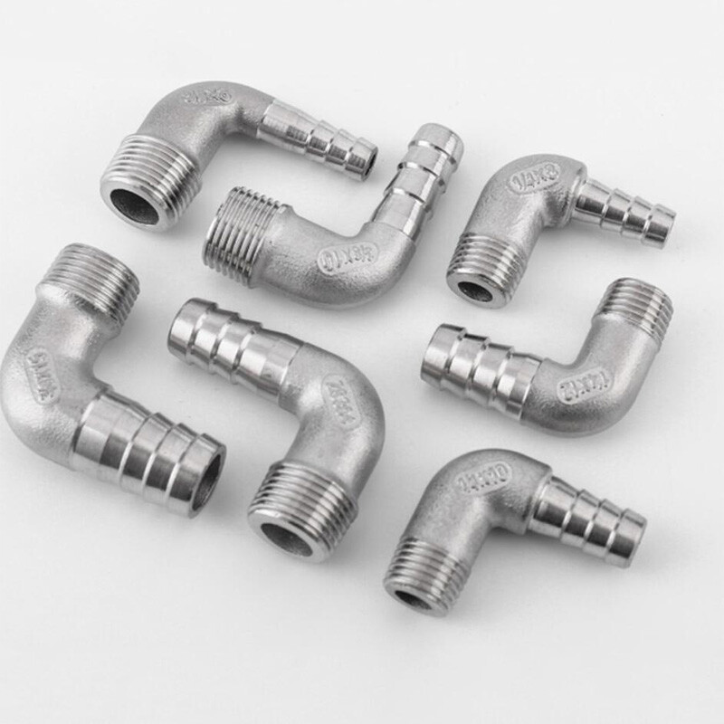 304 Stainless Steel Male Thread Fitting x Barb Hose Tail End Elbow Connector new