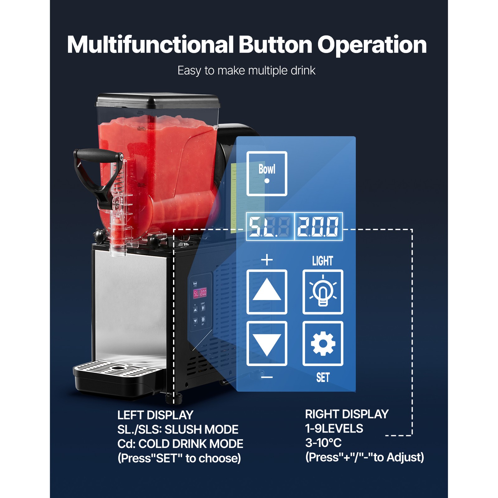 Uimoso 6L/1.6 GAL Commercial Slushy Machine Frozen Drink Margarita Slushie Maker