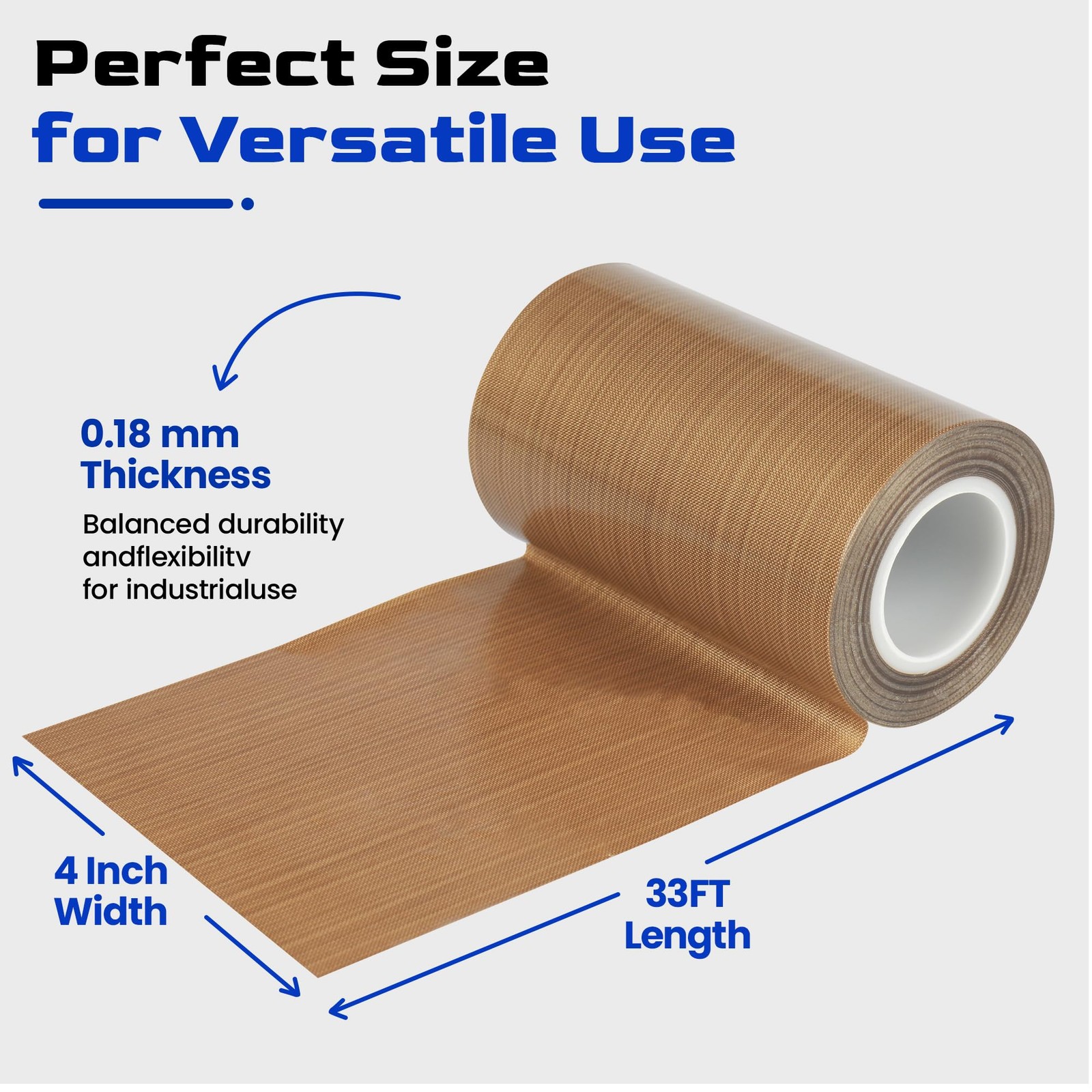 PTFE Tape Roll, 4 Inch x 33 FT x 0.18mm Thick, Extra Wide High Temperature No…