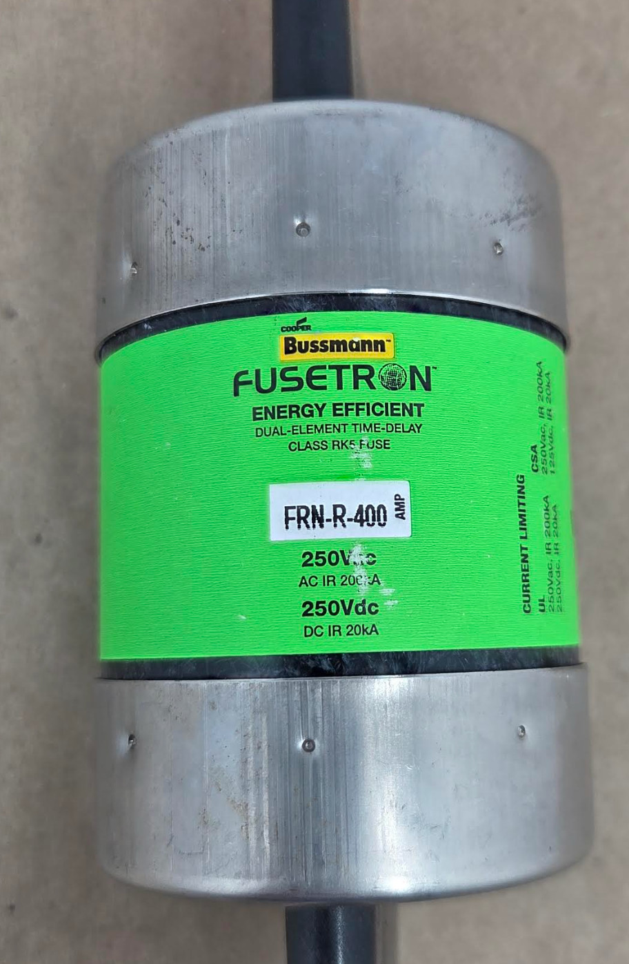 Bussmann FRN-R-400 Fusetron 400A 250V Class RK5 Time Delay Fuse