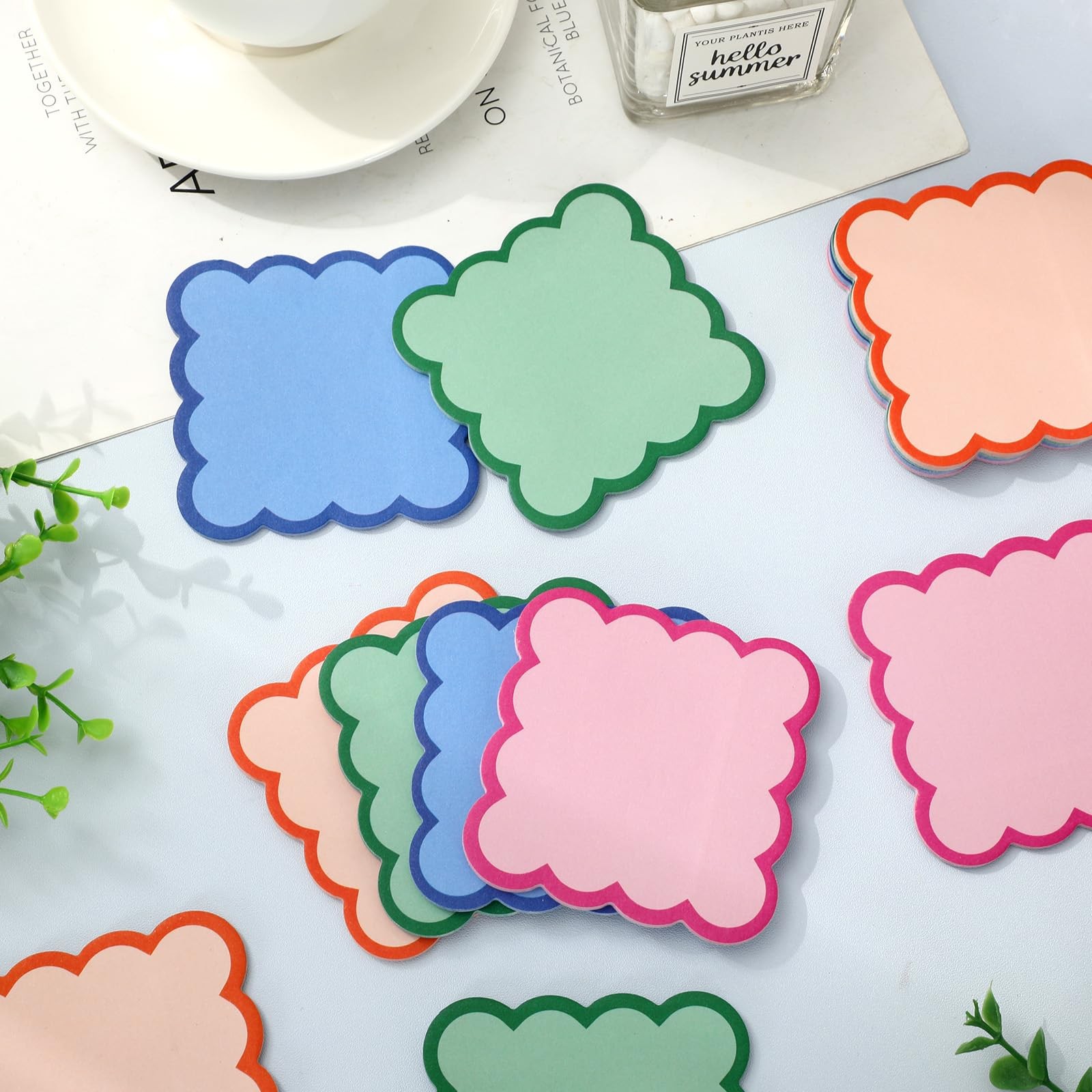JarThenaAMCS 16 Pack Scalloped Sticky Notes Colorful 3 x 3 inch, Multicolor