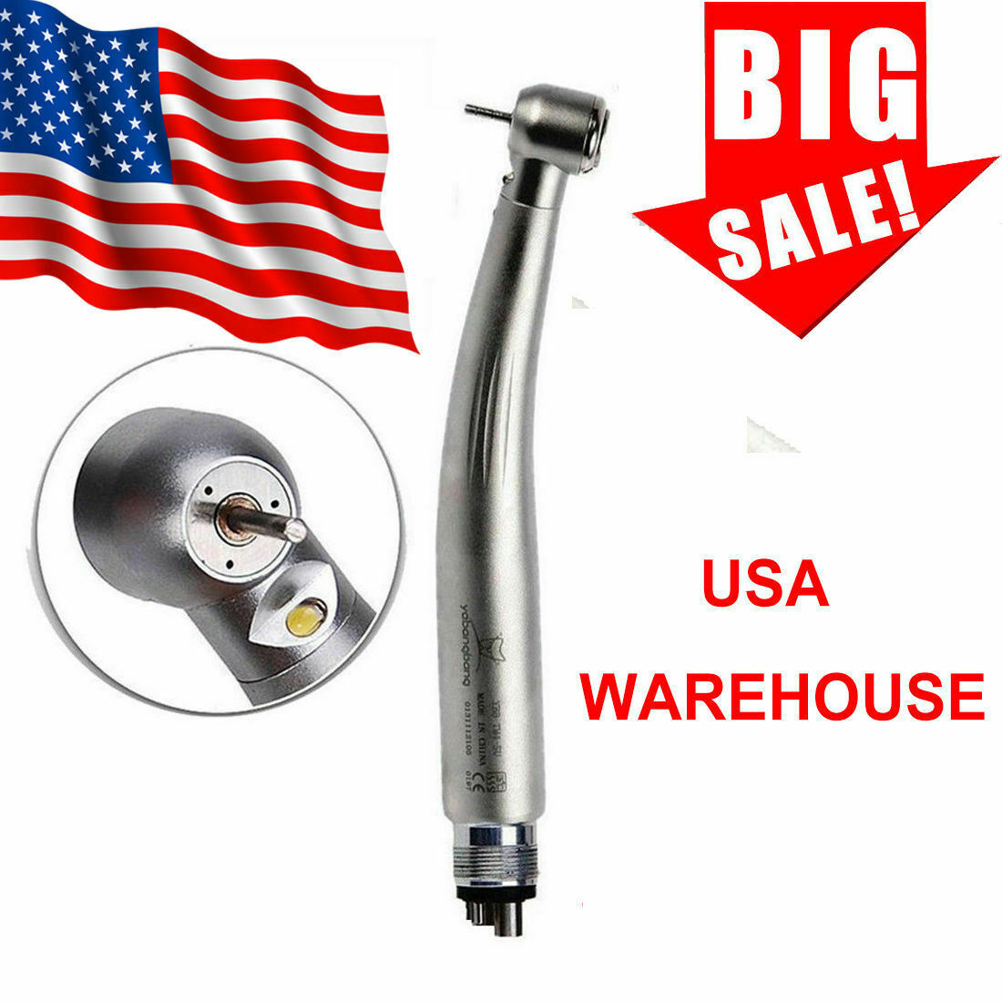 YBM/YBB Dental LED E-generator High Speed Handpiece Push Button Turbine USA