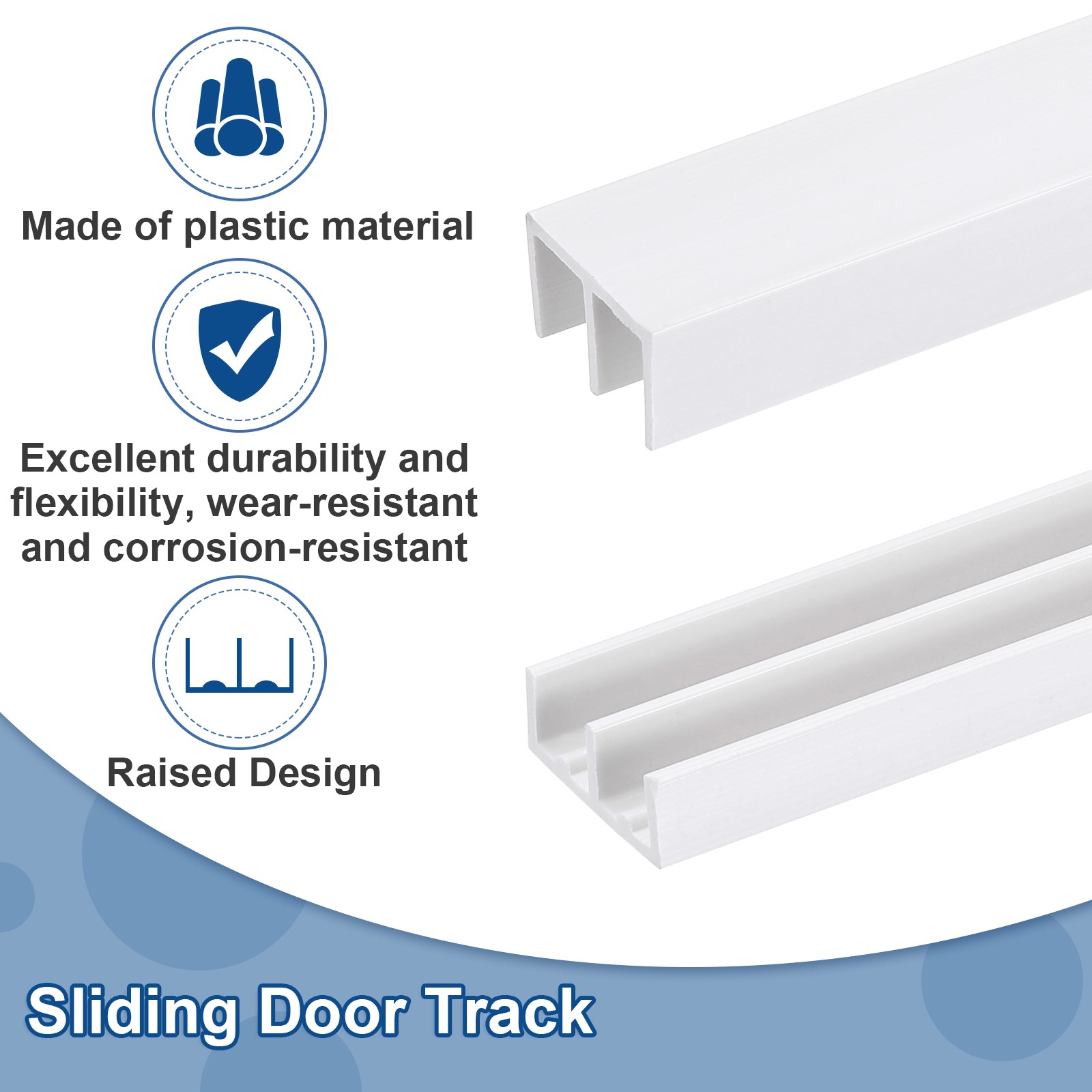 White Plastic Sliding Door Track Track for 1/4″ Thick Panels 2Feet