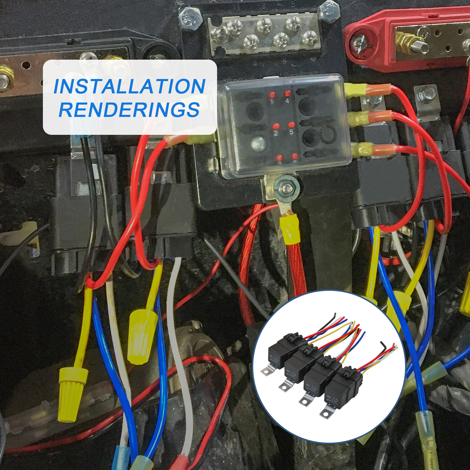 Waterproof 5 Pin 12V 40 Amp Relay & Socket W/ 5″ 12 Gauge Wire Pigtail Harness