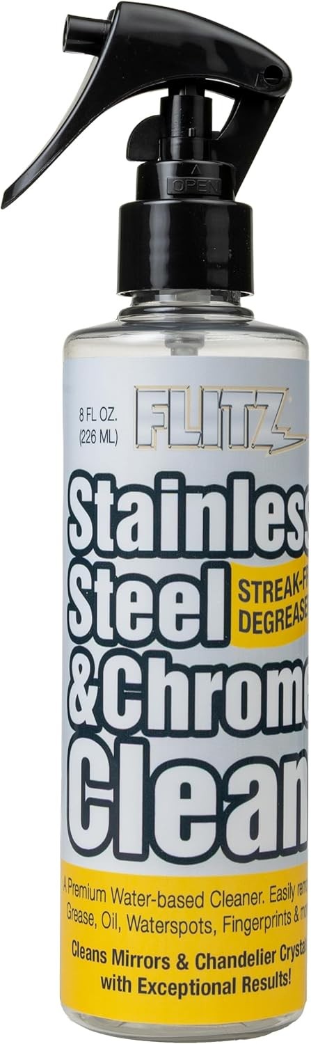 FLITZ Stainless Steel & Chrome Cleaner NEW 8oz/236 Spray Bottle (See Video)