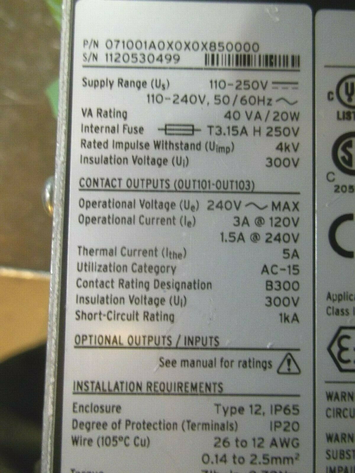 SEL SCHWEITZER SEL-710 MOTOR PROTECTION RELAY 071001A0X0X0X850000 (MM8)