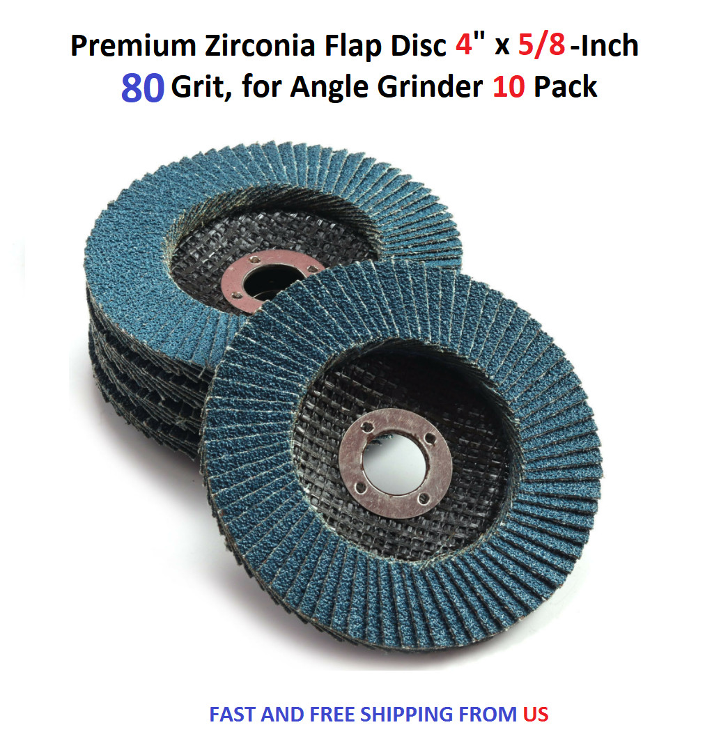 Premium Zirconia Flap Disc 4″ x 5/8-Inch, 80 Grit, for Angle Grinder 10Pack