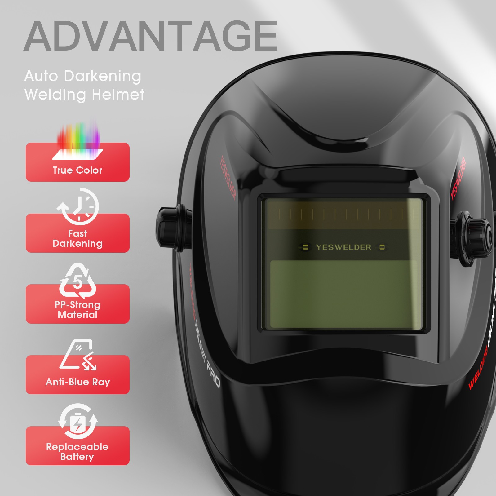 True Color Auto Darkening Welding Helmet/ Mask/ HOOD-Shade 9-13