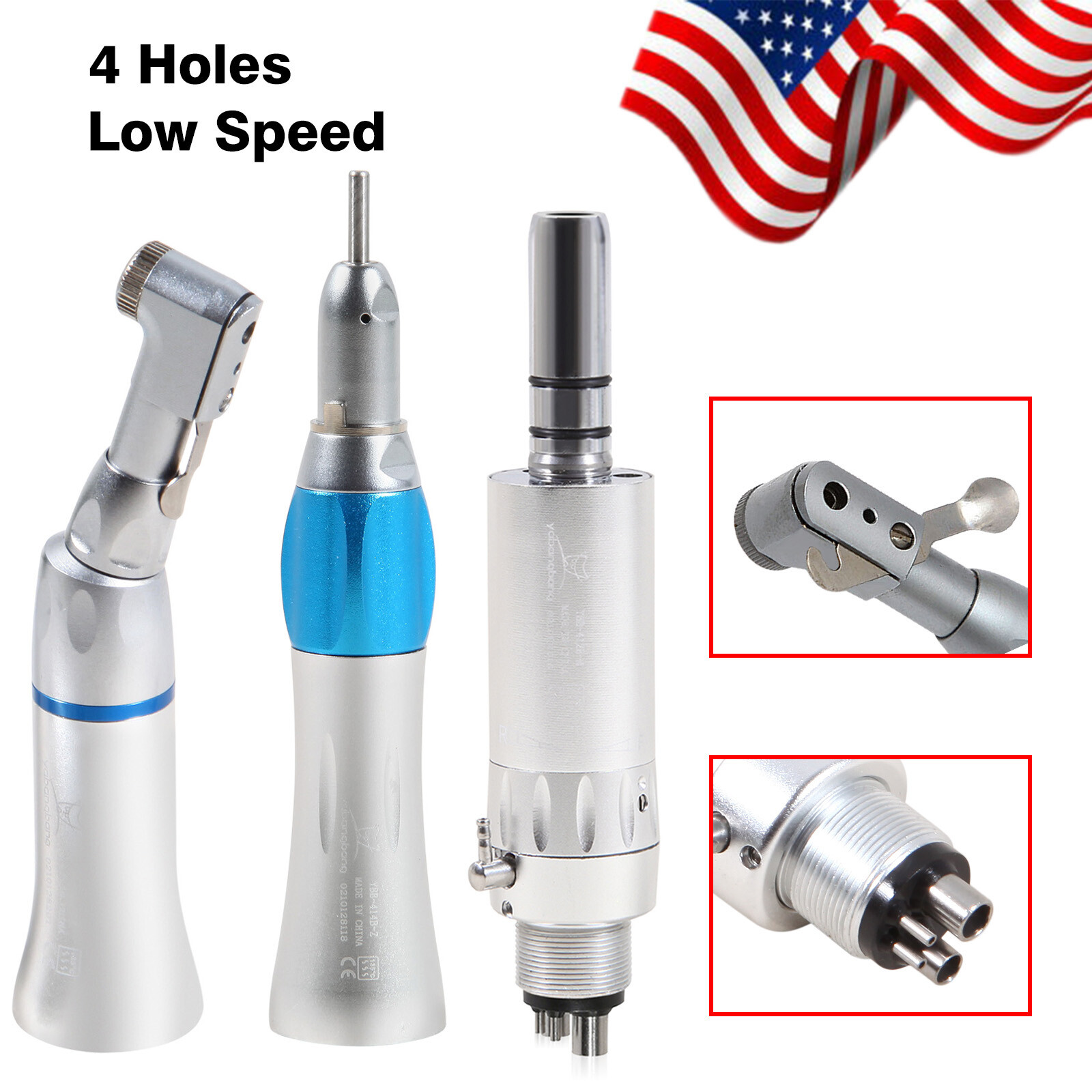 NSK Style Dental Contra Angle Straight Air Motor 4H Slow Speed Handpiece FAST