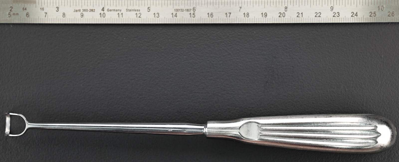 Jarit 430-145 Barnhill Adenoid Curette, Size 0, Curved, 10.5 mm Tip/Jaw, 216 mm