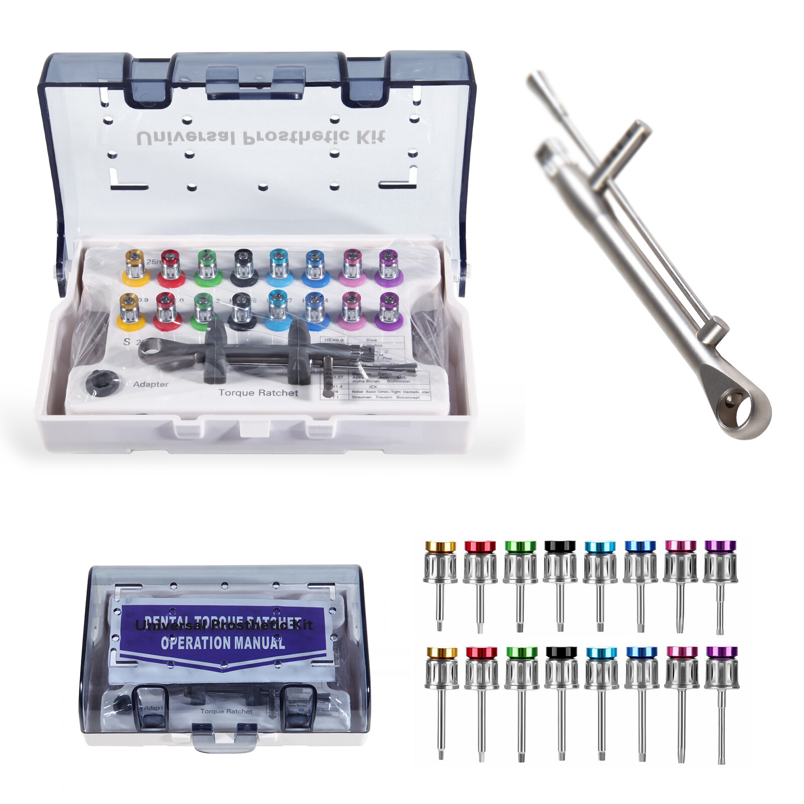 Dental Universal Implant Prosthetic Kit Torque Wrench Screw Drivers Remover +Box