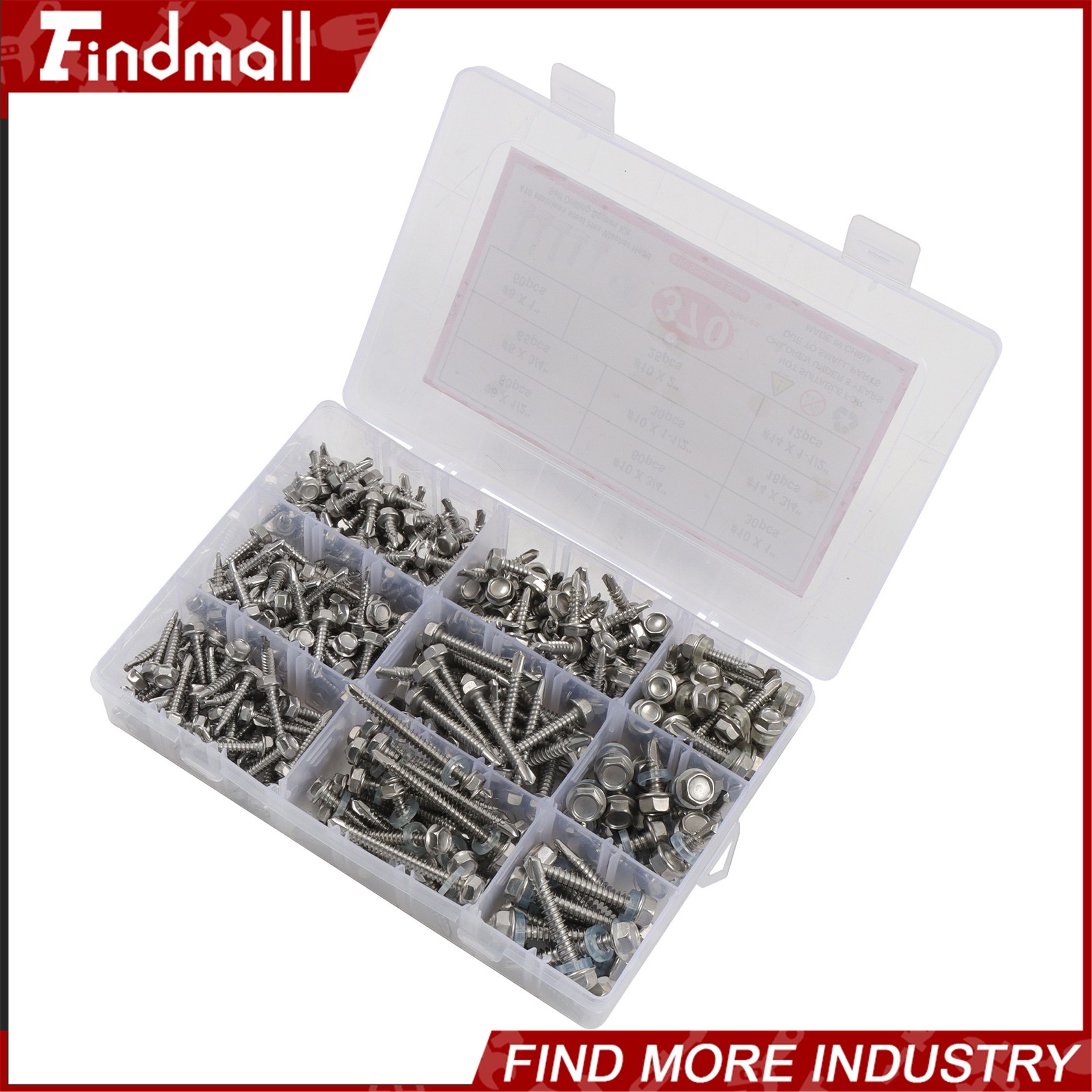370Pcs #8#10#14 Self Drilling Screws Assortment Kit,410 Stainless Steel