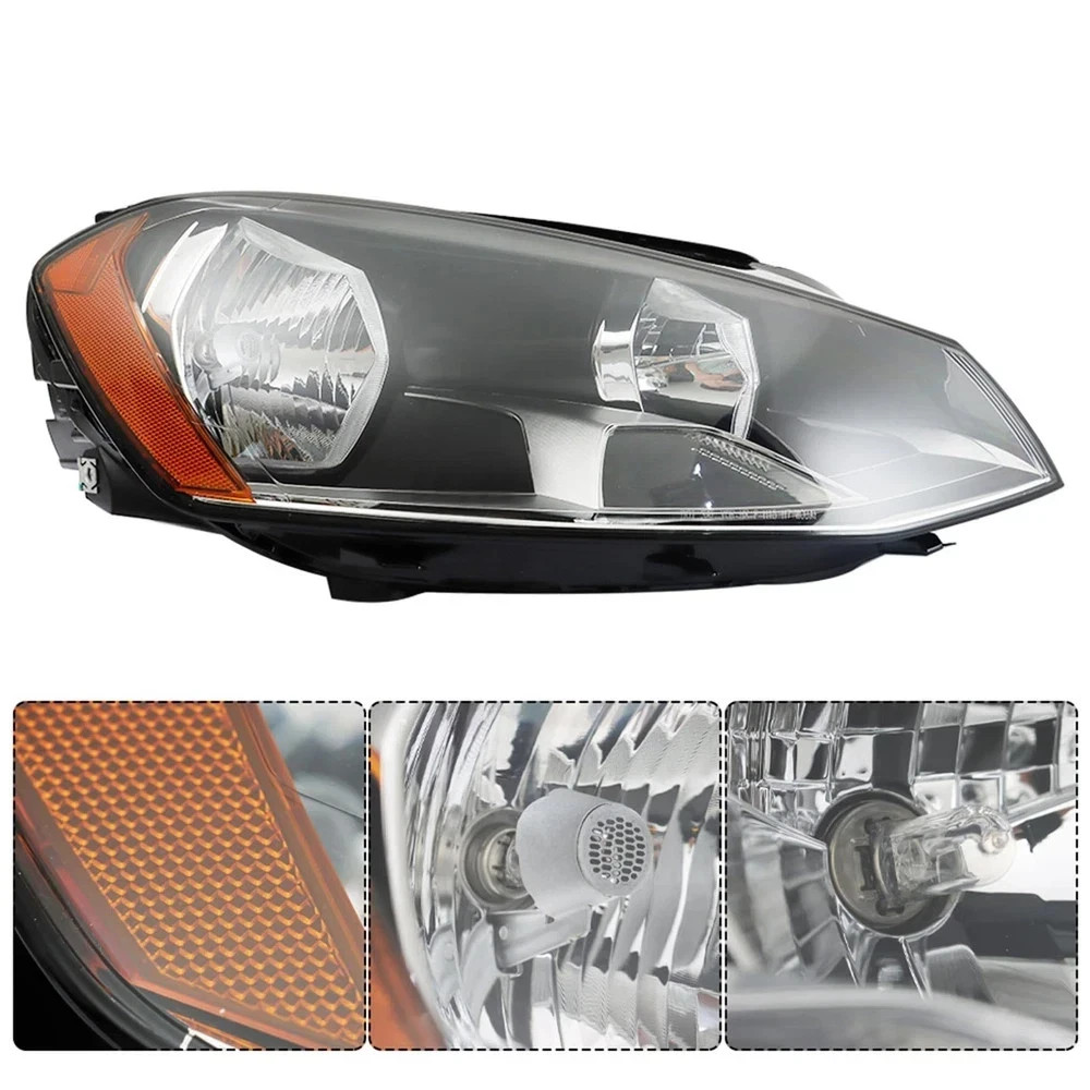 Right Passenger Headlight for Golf 2015-2017 Halogen Clear Lens VW2503160