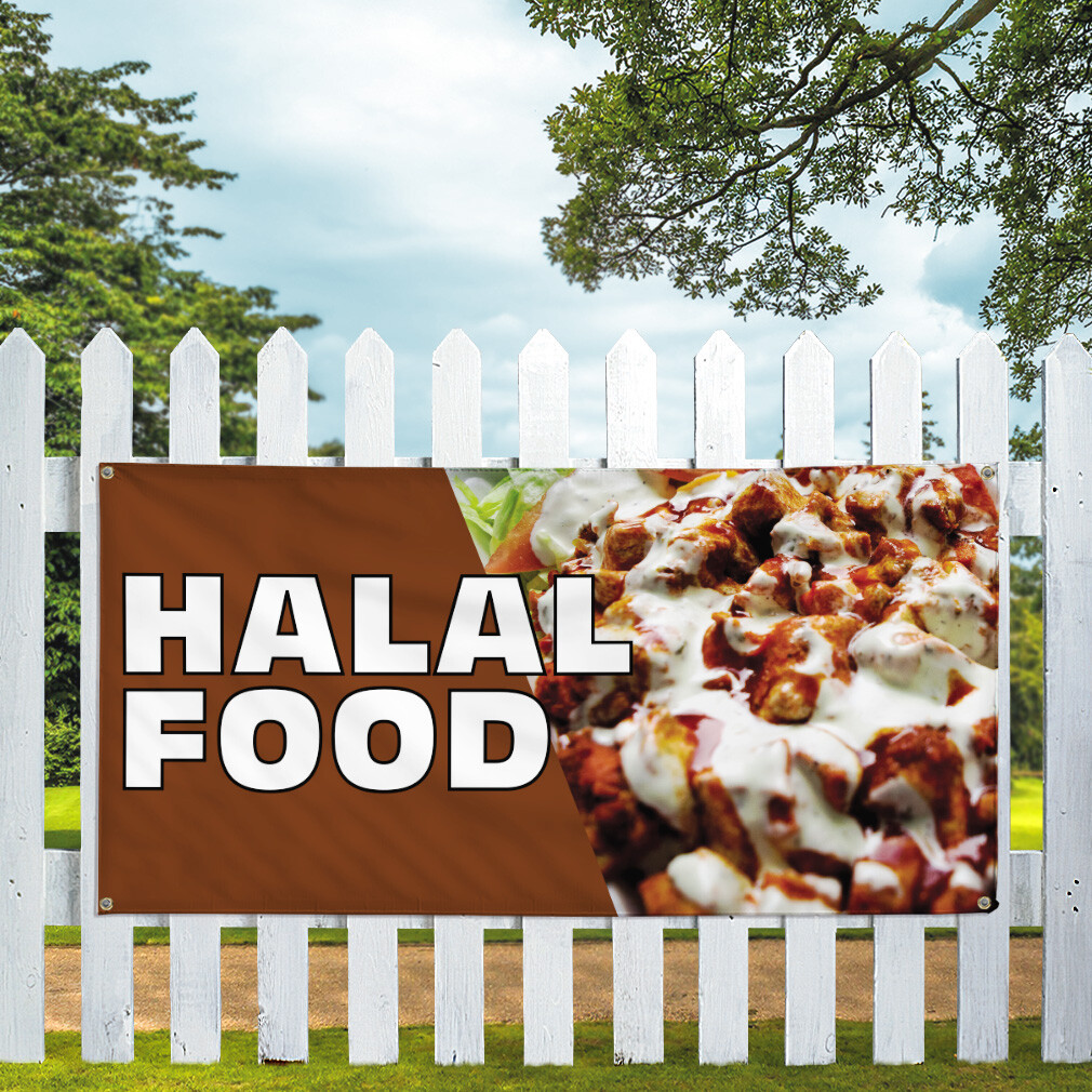 Vinyl Banner Multiple Sizes Halal Food Outdoor Advertising Printing Outdoor