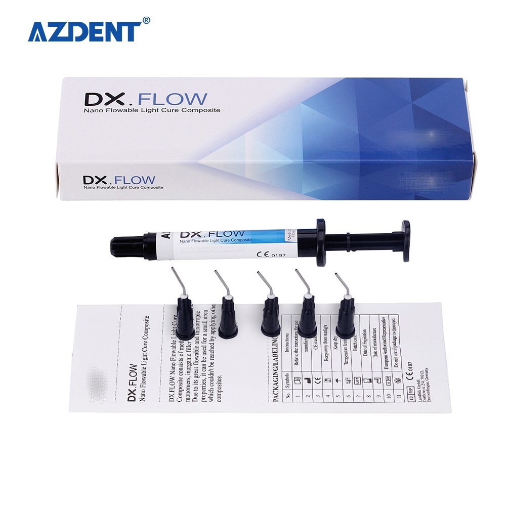 Dental DX.FLOW DENTEX Flowable Medium Flow Light Cure Composite Resin 3g/Kit A2