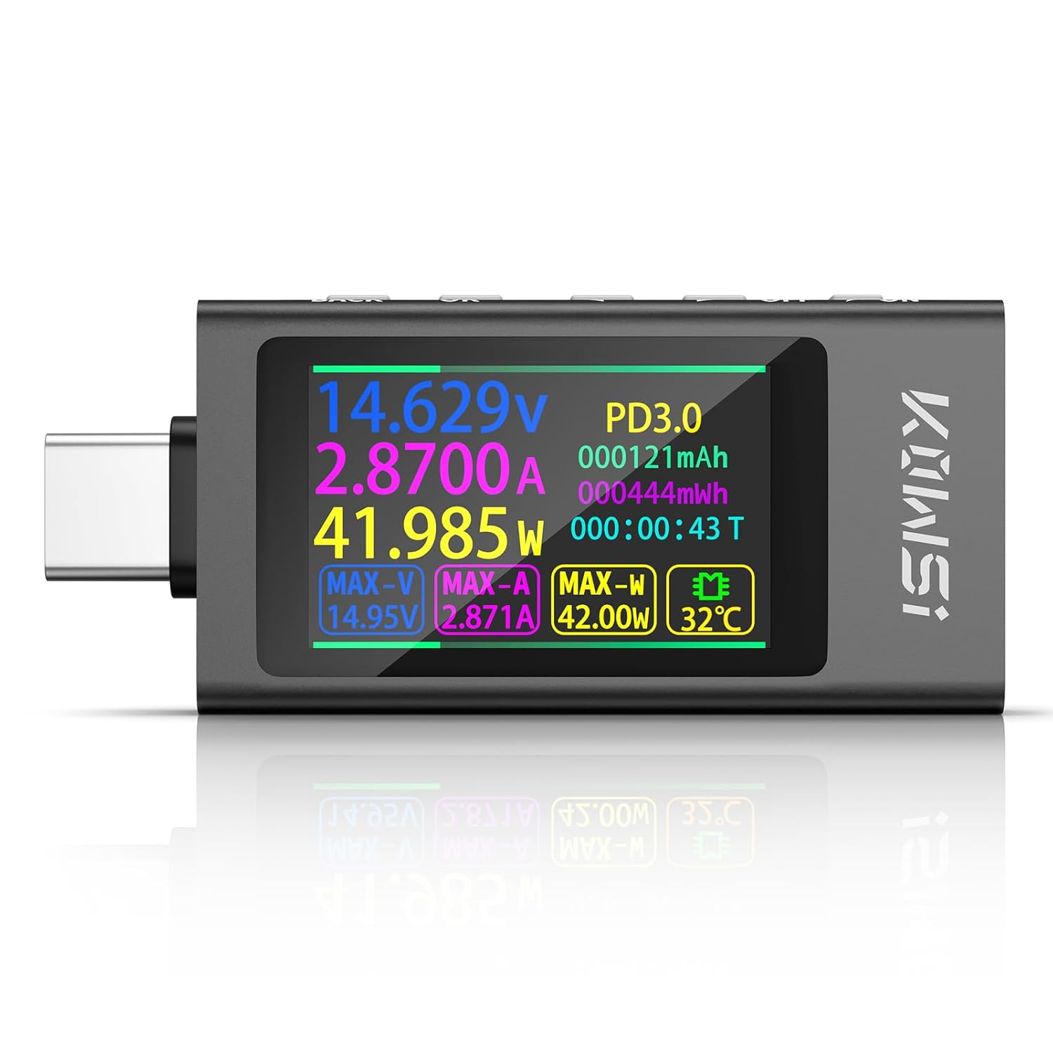 USB C Tester Power Meter, 3.3-40V 0-12A Type C PD Load Tester, Digital Multimete