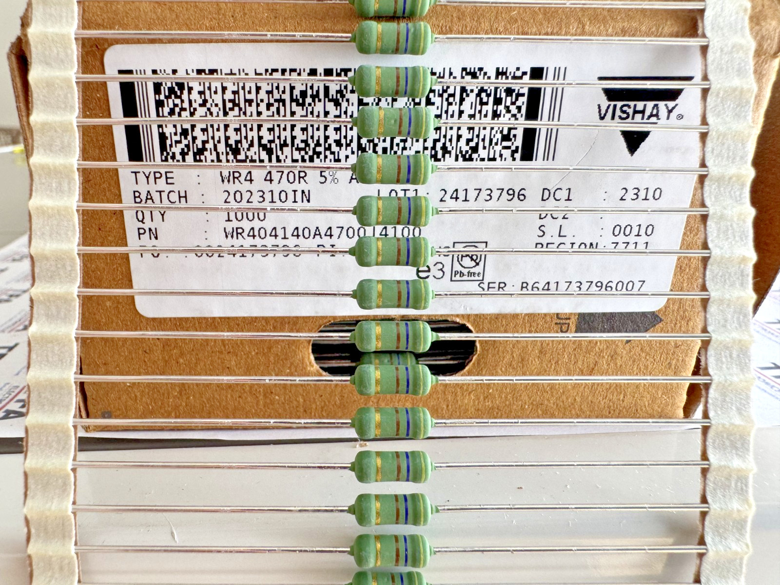1000 PCS WR404140A4700J4100 Vishay Metal Film Resistor 470 Ω 2W ±5% TCR ±50ppm