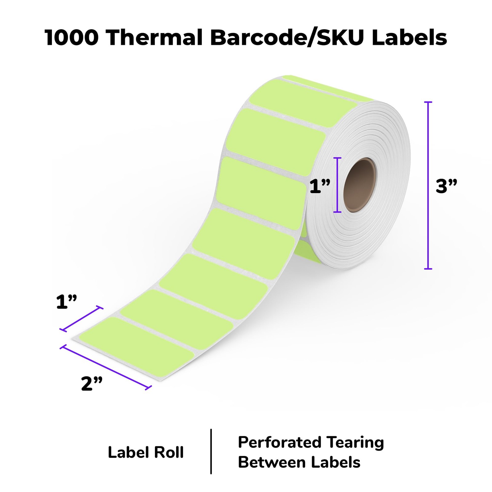 Rollo Direct Thermal 2×1 Sticker Labels – Roll of 1,000 Pink Inches,