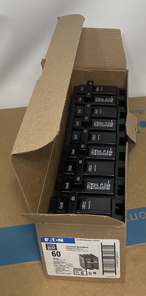 (25) EATON BR260 Circuit Breakers 60 AMP 2 Pole Type BR *5-5 PACKS NEW IN BOX*