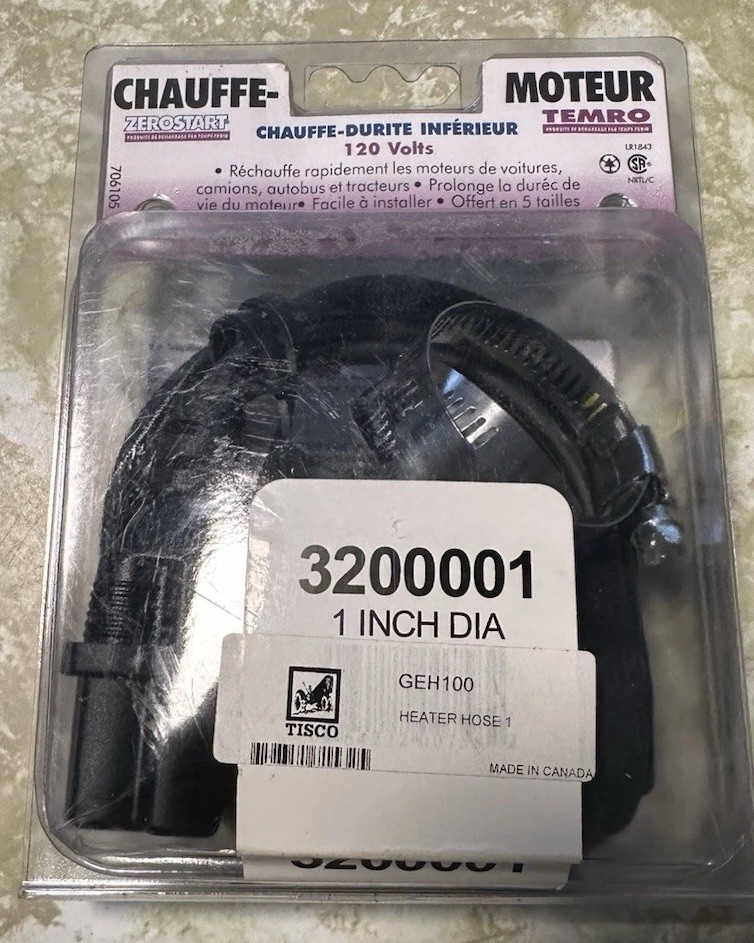 Tisco ZeroStart TEMRO 120V GEH100 ENGINE HEATER 3200001 1 Inch Dia New