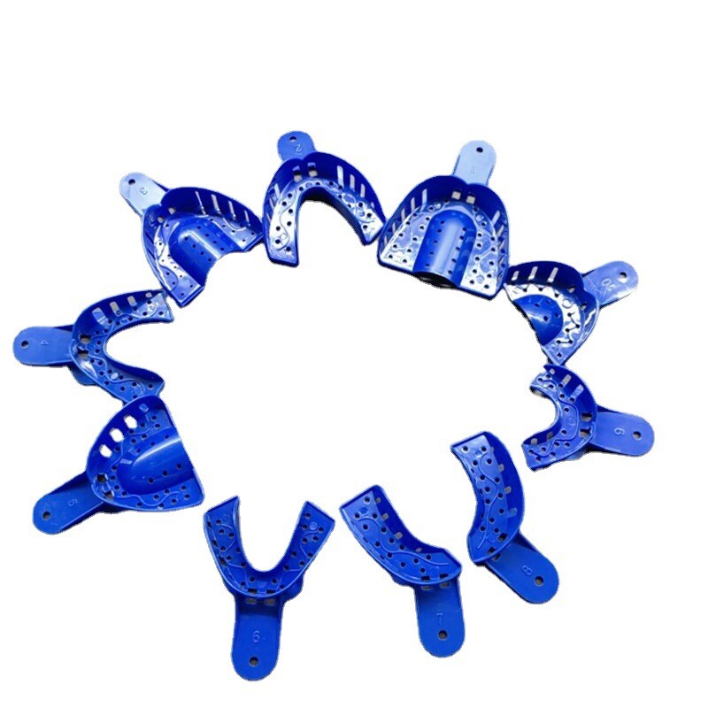 2Pcs Dental Plastic Impression Tray Denture Materials Dental Tray Upper+Lower
