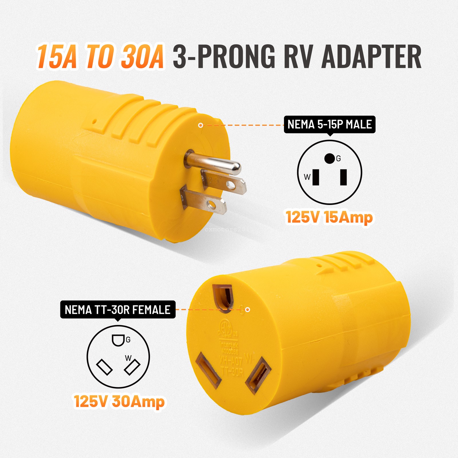 NEMA 5-15P to TT-30R RV Power Adapter 30A 110V 15A Household Converter Plug