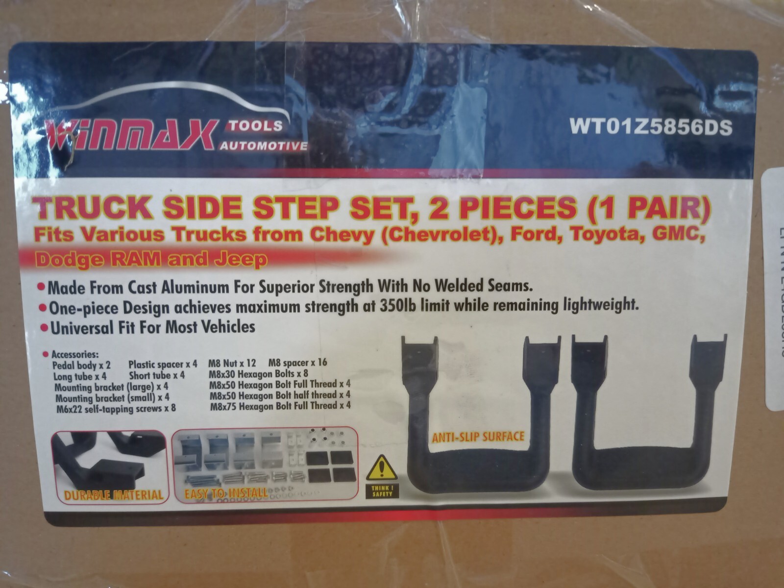 Brand New Winmax Black Powder Coated Steps Fits Most Trucks WT01Z5856DS STRONG!