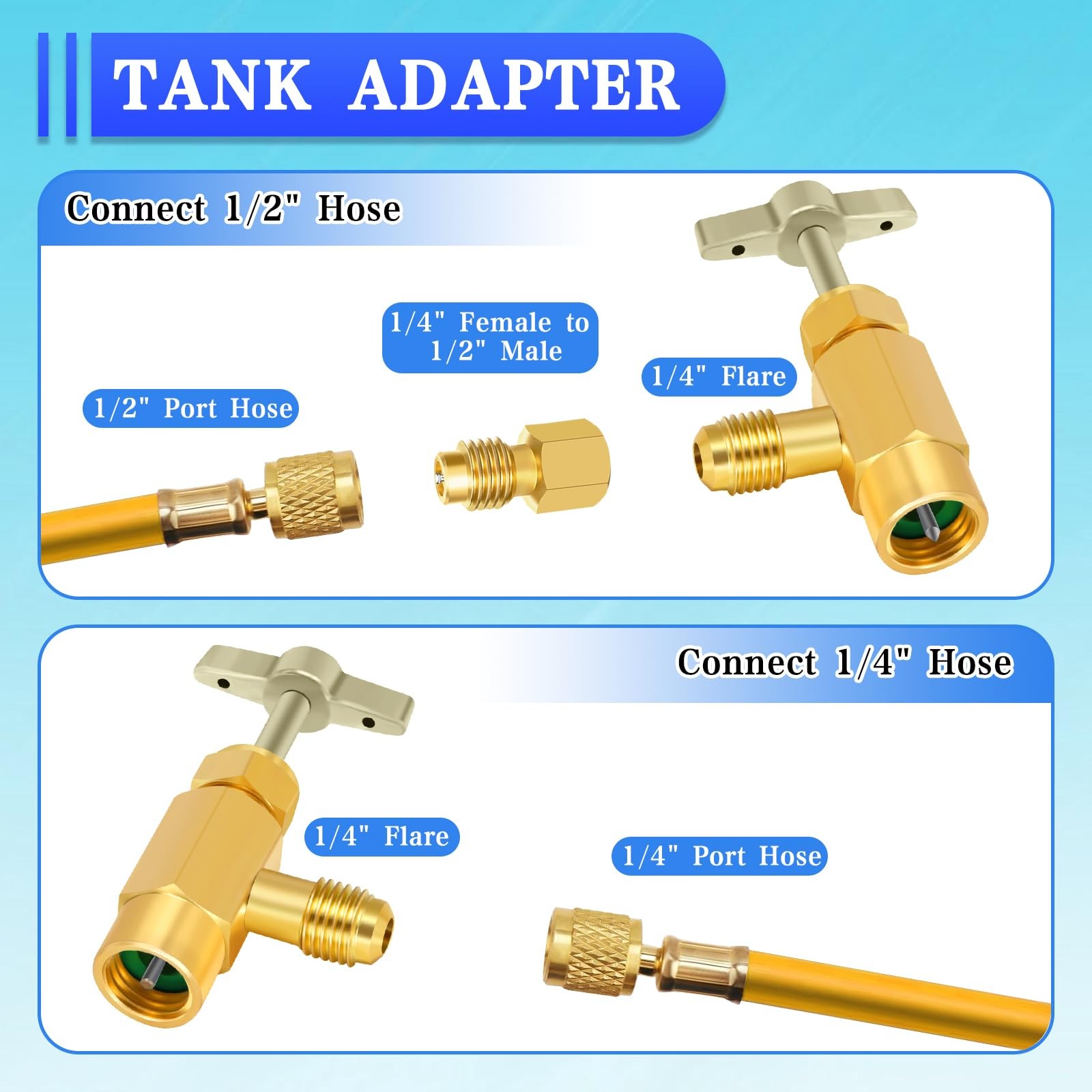 R134a Can Tap Kit Self Sealing Puncture Valve AC Freon Refill Brass