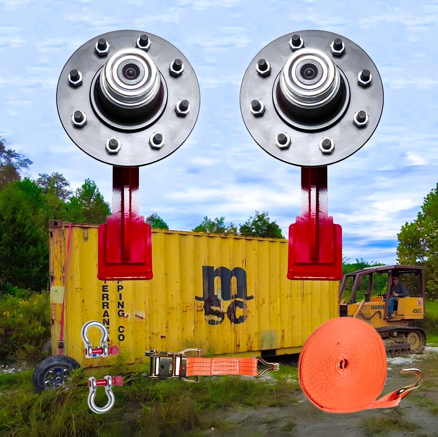 2Pack Shipping Container Wheels 8-Lug Wheels Kit,Shipping Container Accessories