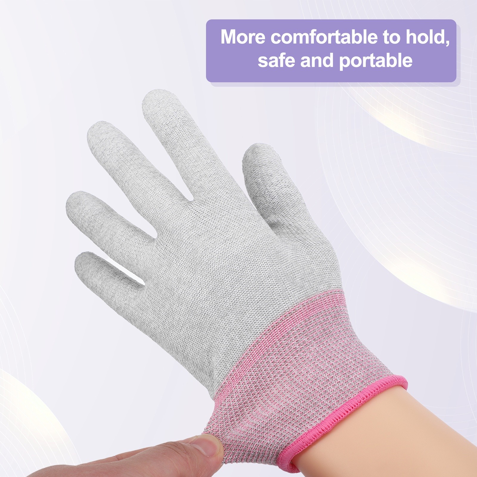 12Set ESD Anti-Static Gloves Carbon Fiber Protective Glove,Small Size Pink