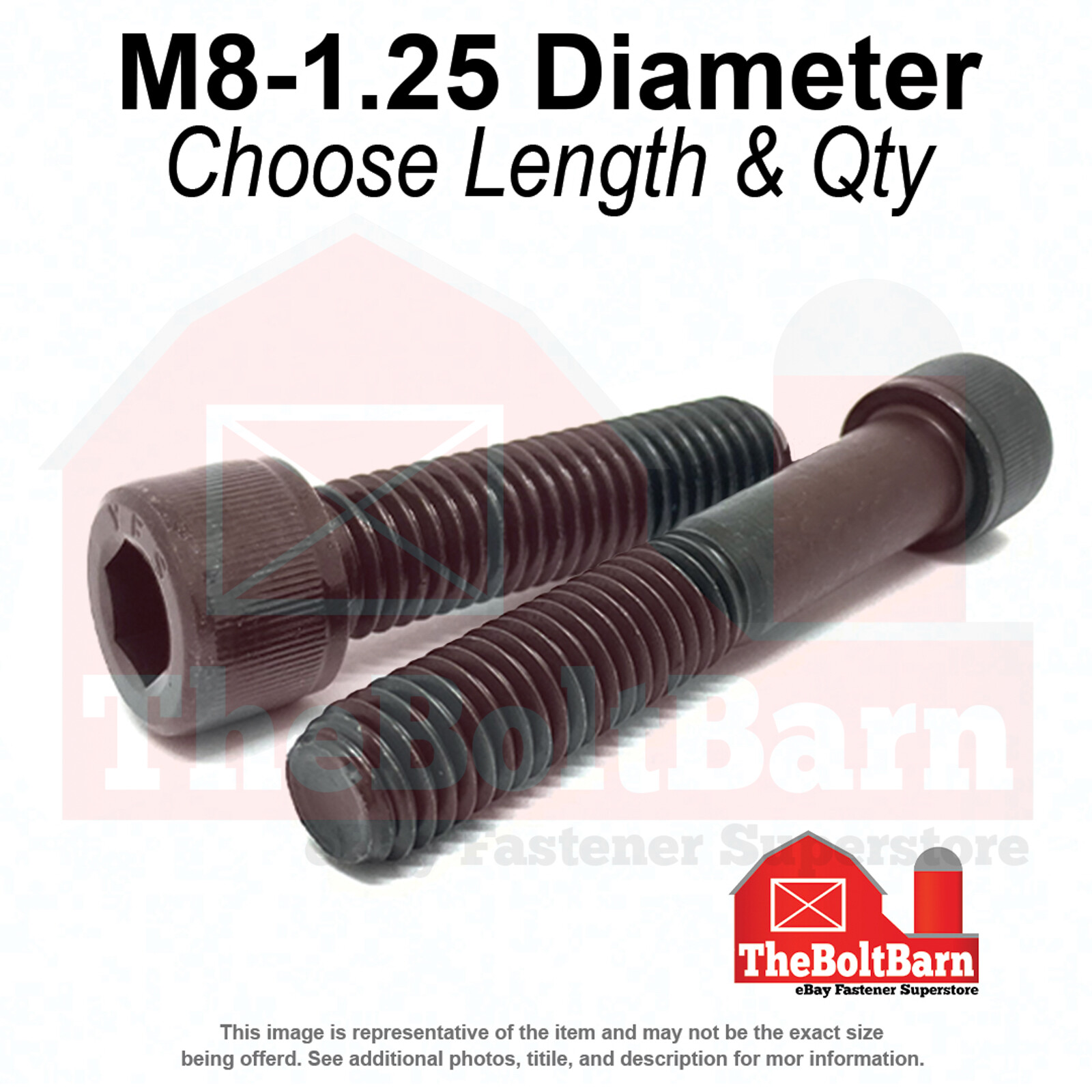 M8-1.25 Class 12.9 Coarse Socket Head Cap Screws Black Oxide(Choose Length &Qty)