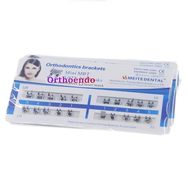 Dental Orthodontic Brackets Mini MBT 345 Hook 022 Slot Mesh Base Metal Brackets