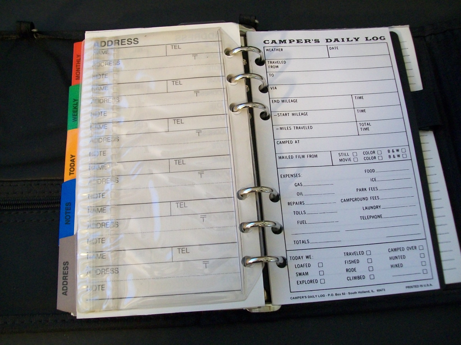 Vintage Brown Nylon Planner 6 Ring Organizer With Pockets 5.75in x 7.5in
