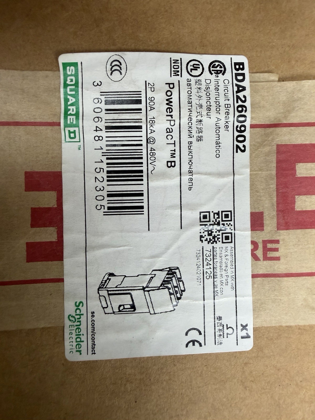 Sq. D BDA260902 2P 90a Power PacT Breaker
