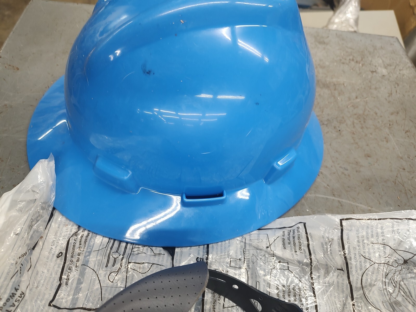 MSA Safety 475368 Full Brim Hard Hat, Type 1, Class E, Ratchet (4-Point), Blue
