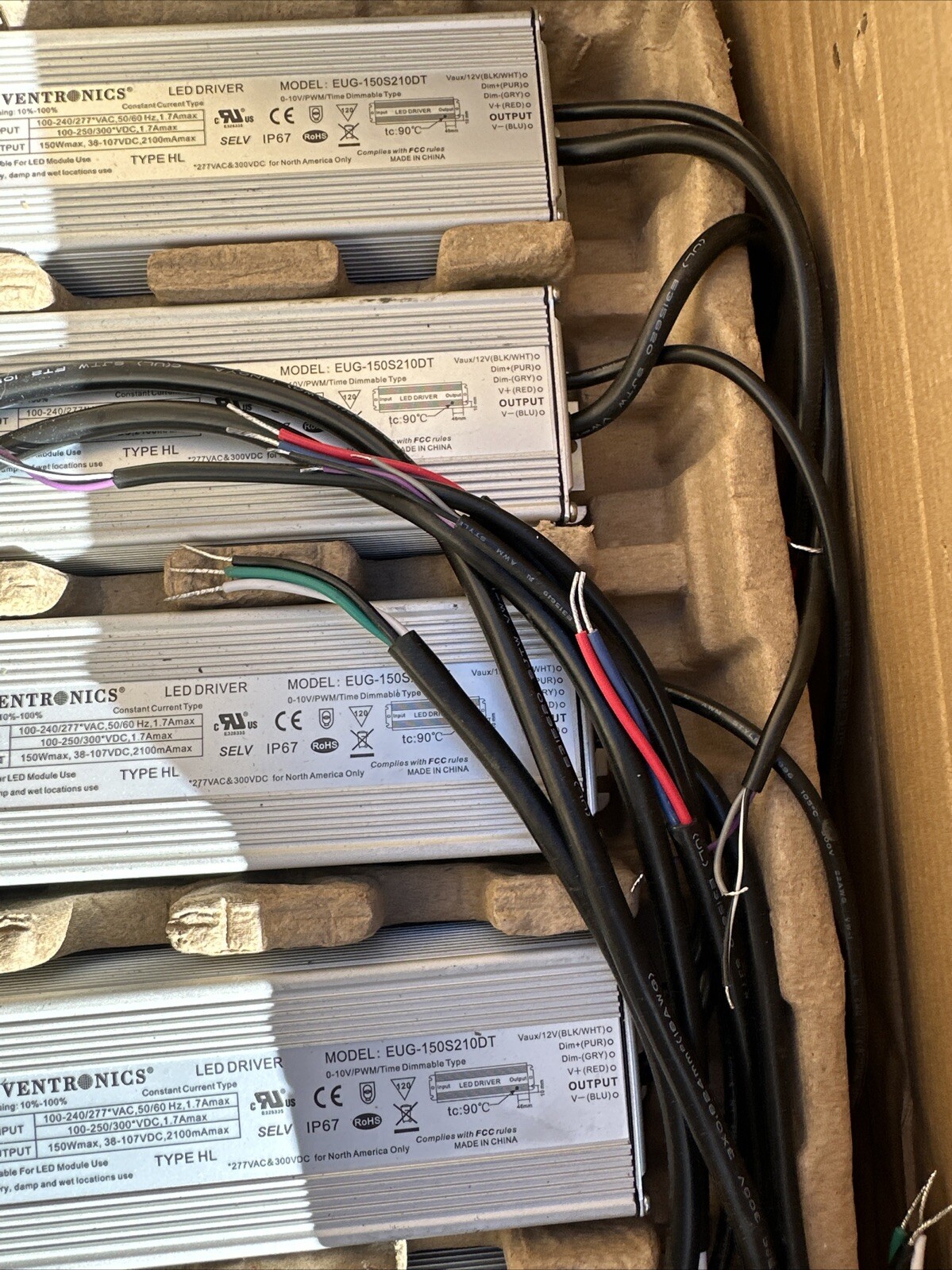 ⚡️EUG150S210 100-277VAC, 150W 140-2100MA, 38-107V, [0-10V PWM] IP67 LED DRIVER⚡️