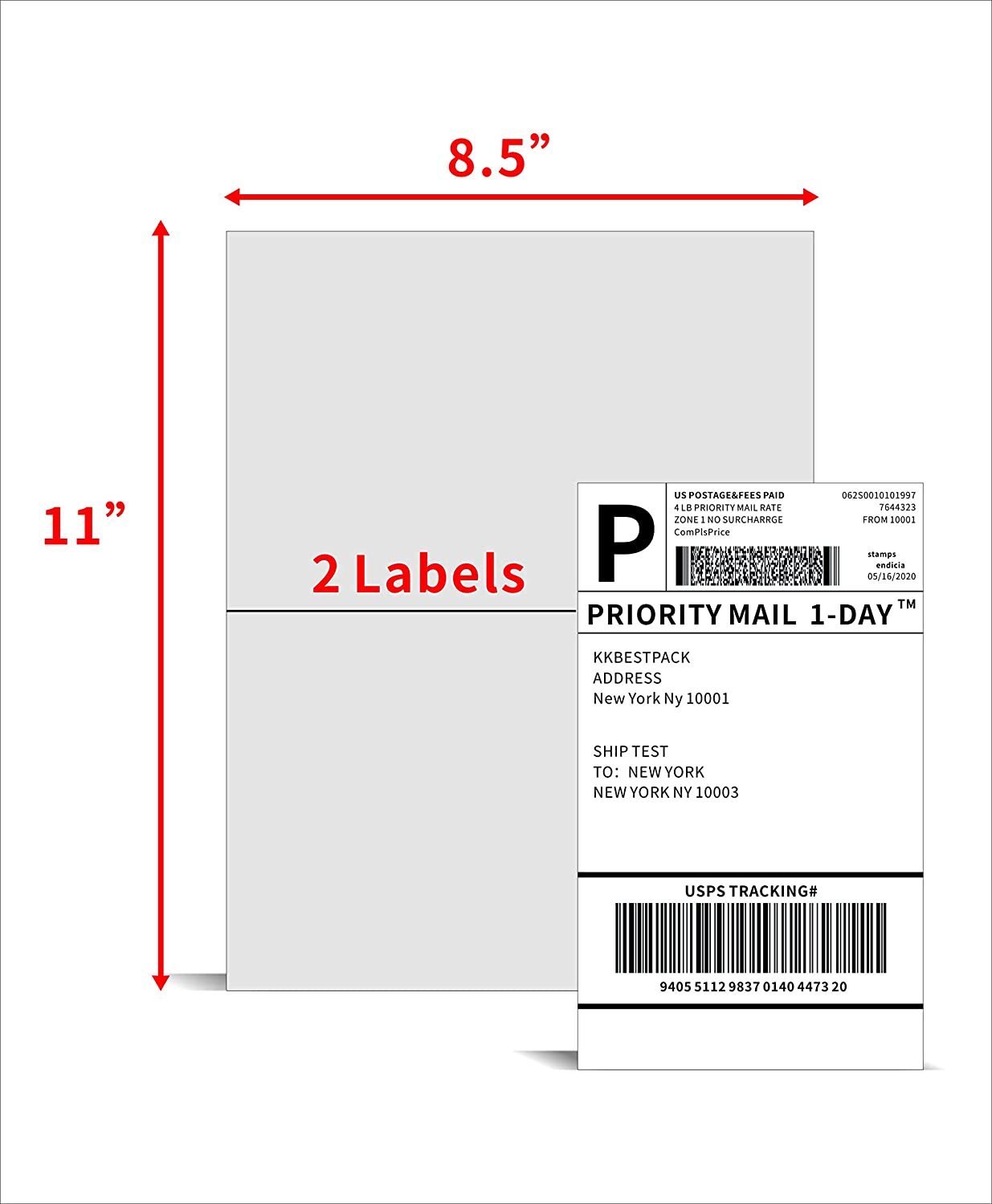 220-11000pcs 8.5 x 5.5″ Shipping Labels Half Sheets Blank Self Adhesive