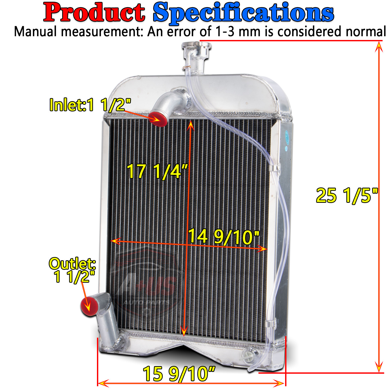 Aluminum 3 Row Tractor Radiator For Ford 2N 8N 9N Model 8N8005 w/ Radiator Cap