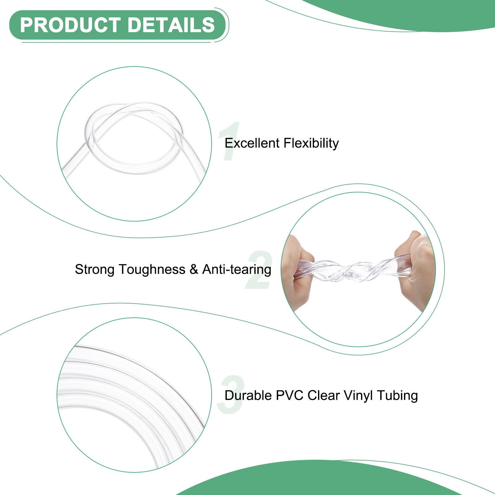 Clear Plastic Tubing, 0.32Inch(8mm) ID 0.55Inch(14mm) OD, 10ft(3.0m) Length