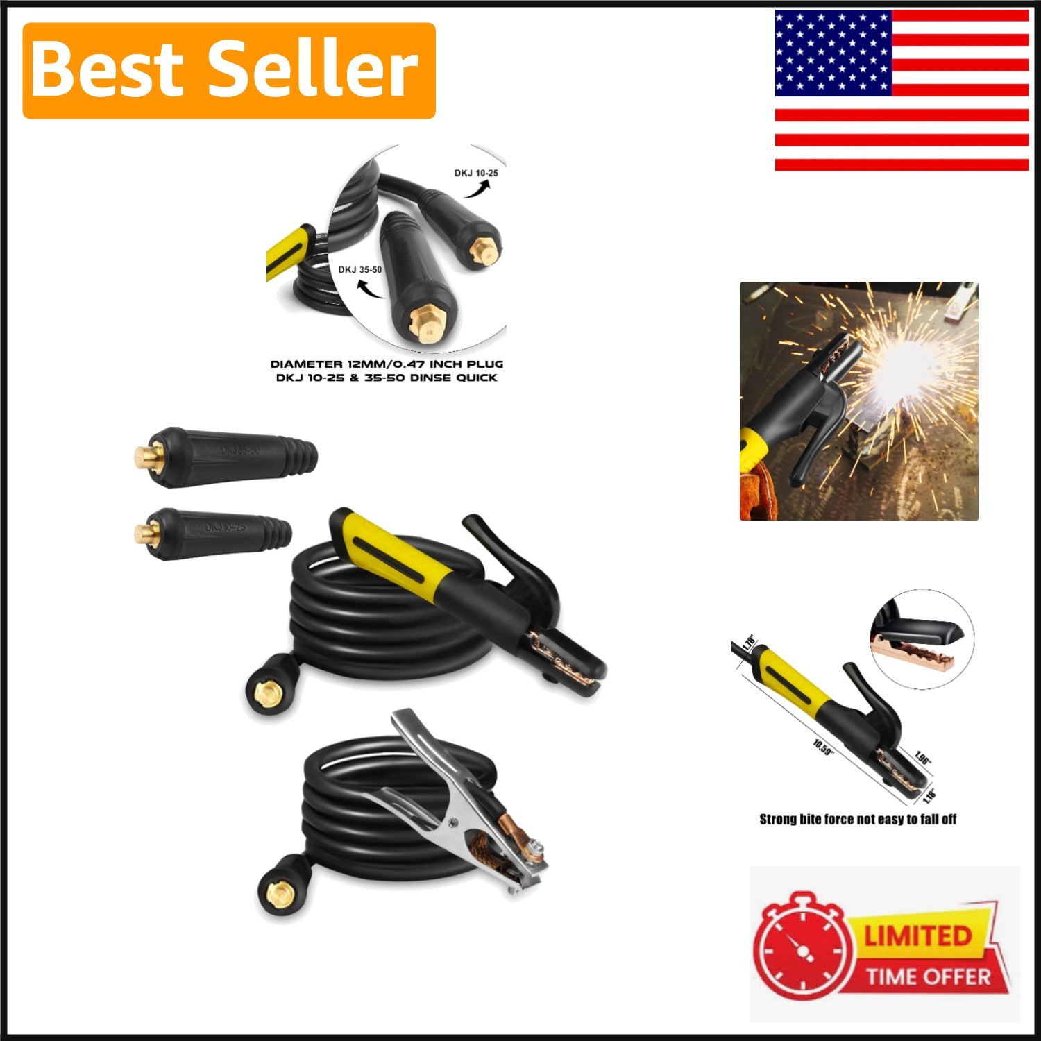600A Copper Alloy Electrode Holder Set with Insulated Handle & Clamps