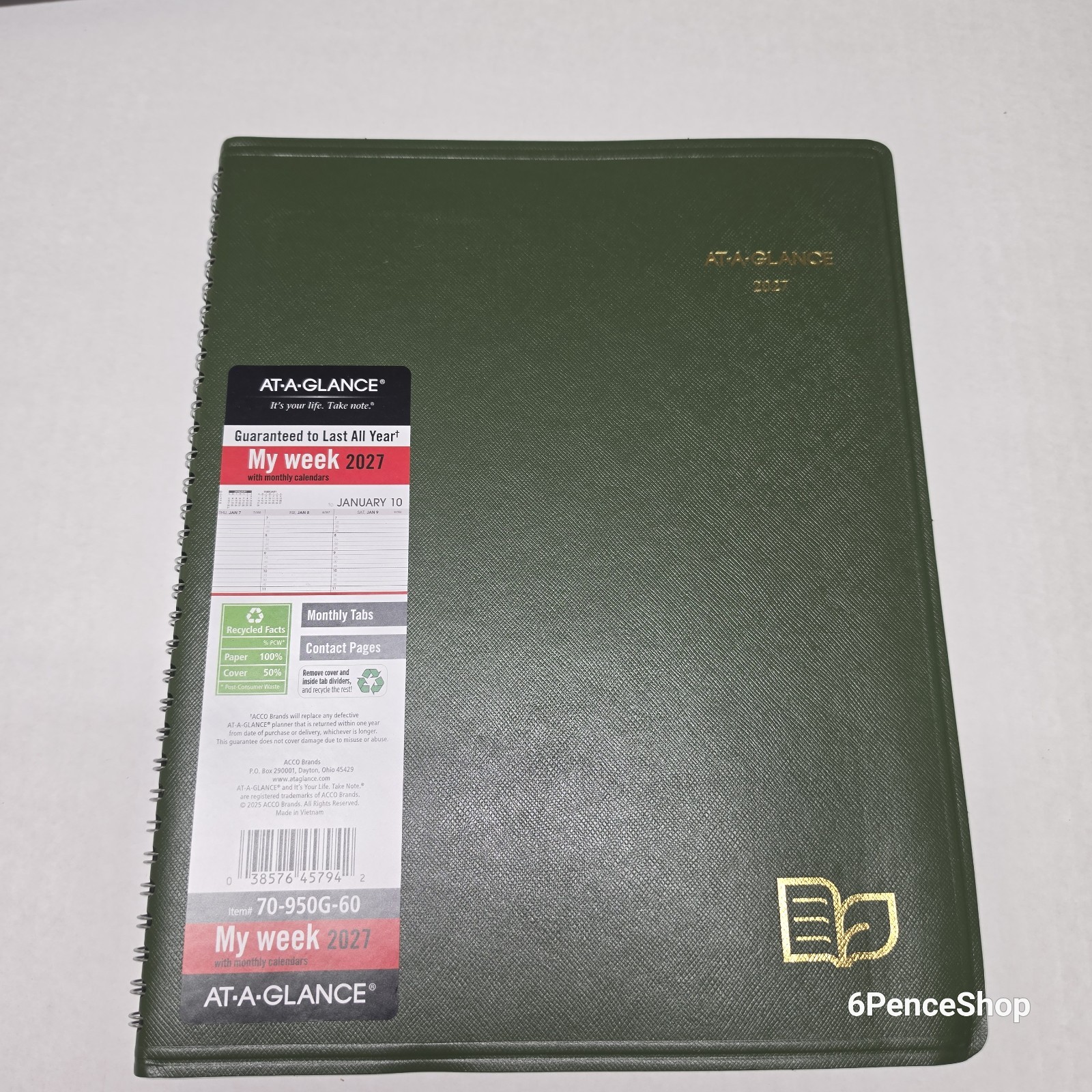 AT-A-GLANCE Recycled Weekly Monthly Appointment Books, 70950G6027 11 in. X 8-1/4