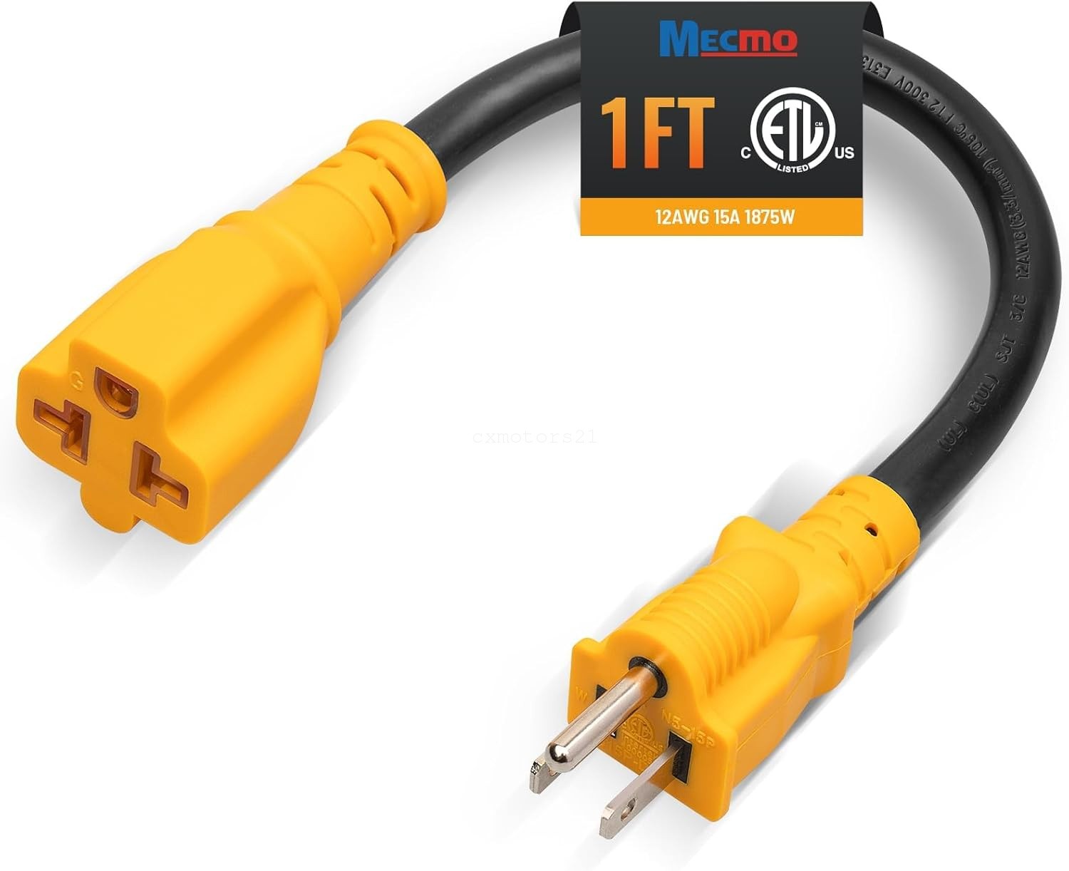 Household 15A to 20A T-Blade Adapter 12AWG NEMA 5-15P to 5-15R/20R 6-15R/20R ETL