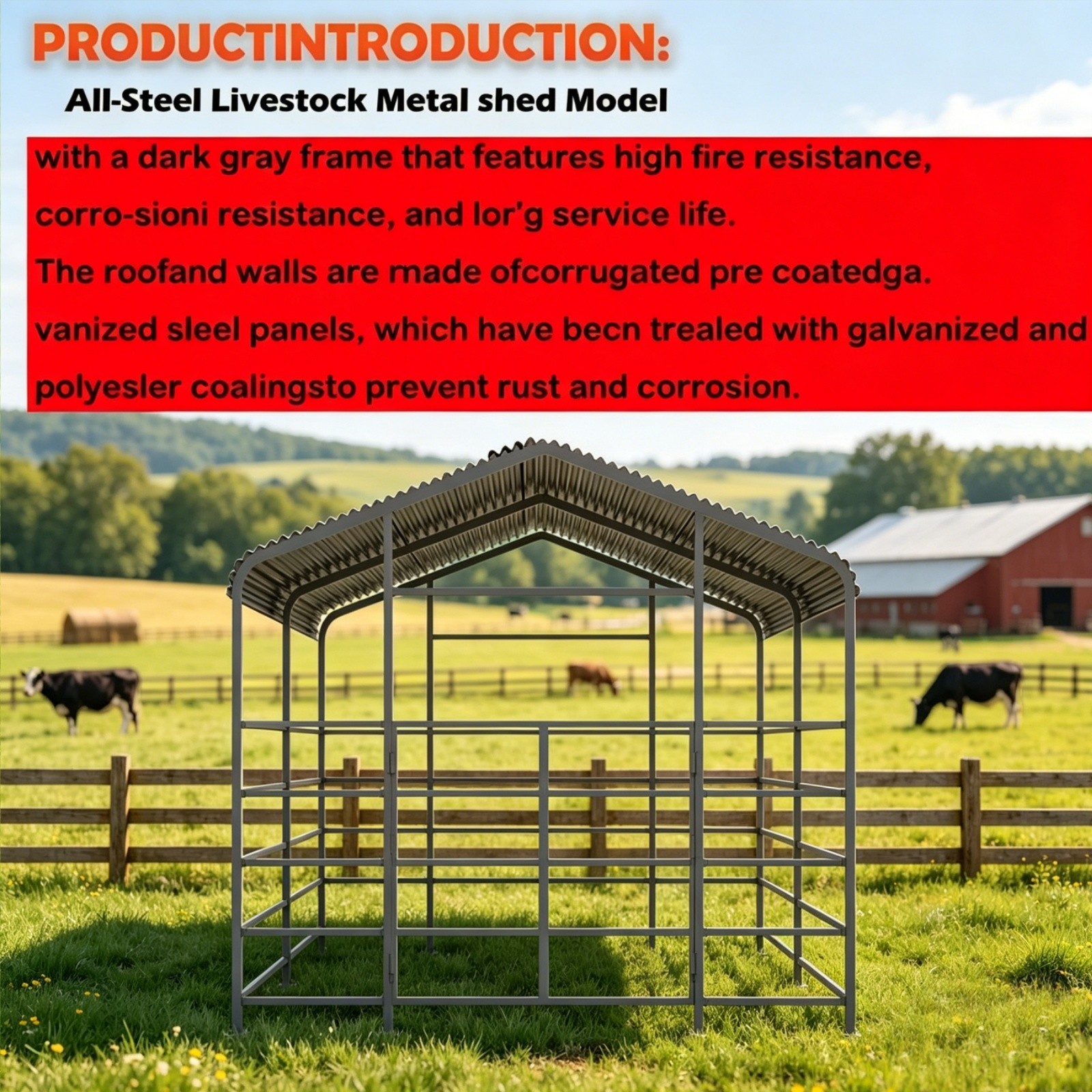13×20 ft Heavy Duty Galvanized Steel Livestock Shelter Farm Animal Corral Shed