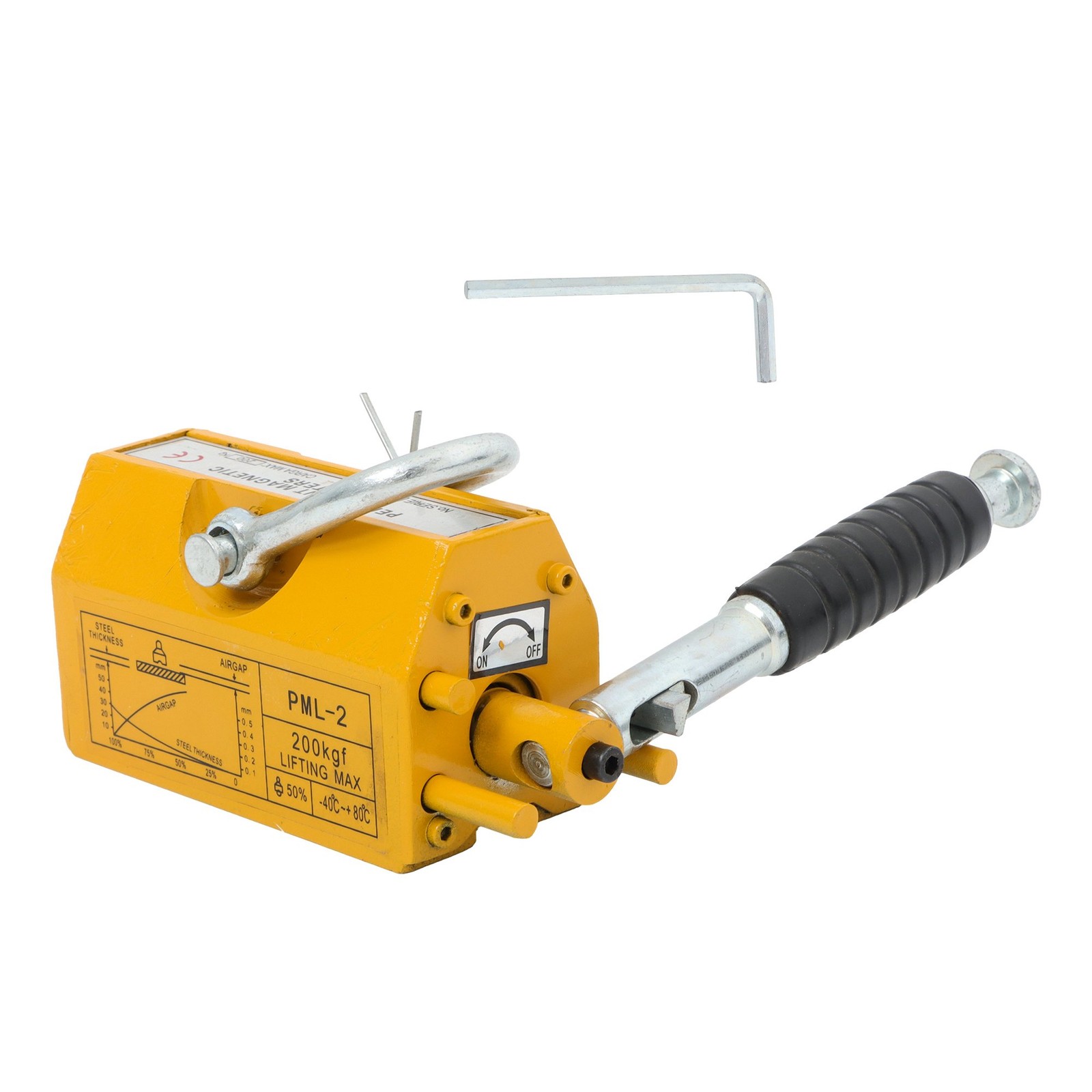 440lbs/200kg Permanent Magnetic Lifter 2.5 Safety Factor Yellow Lifting Magnet