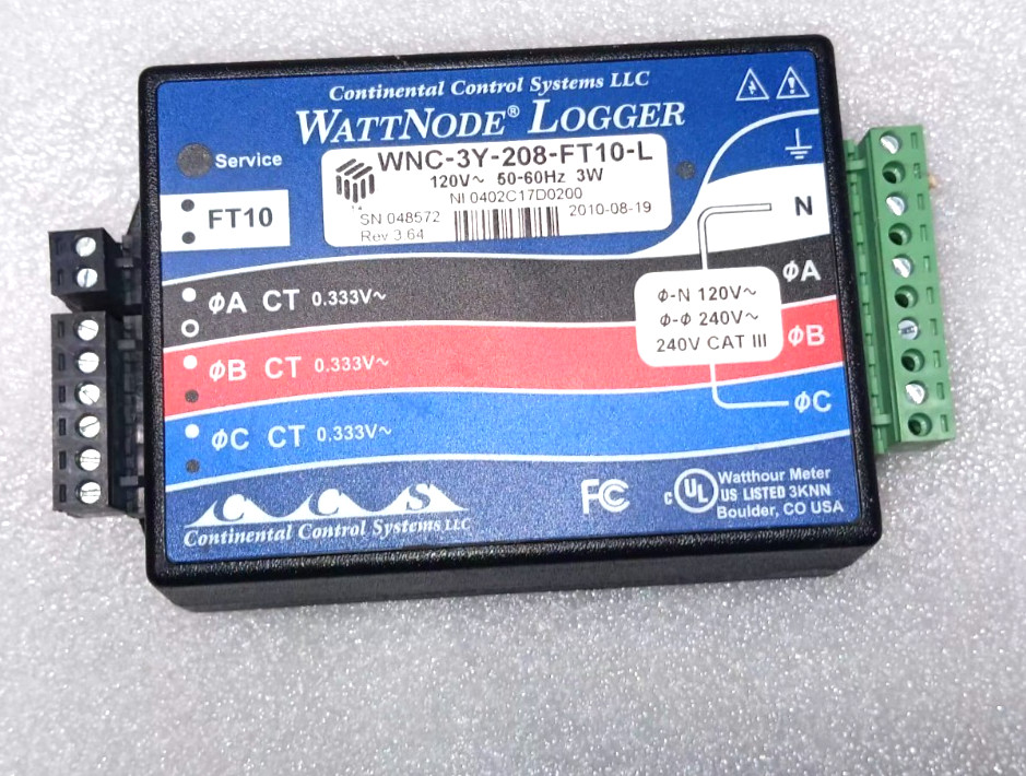 Continental Control Systems WNC-3Y-208-FT10-L WattNode® Logger