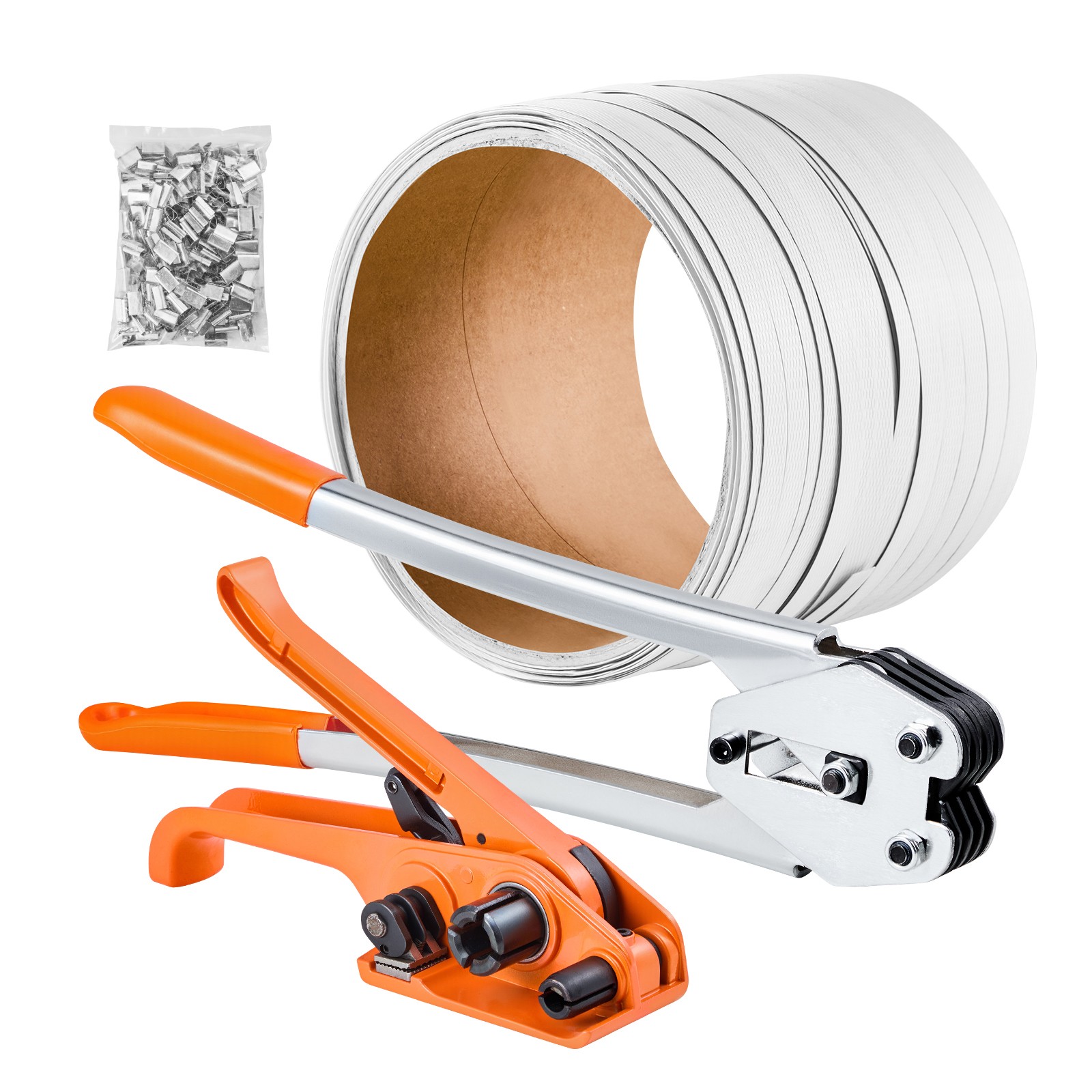 Uimoso Banding Strapping Kit w/ 1/2″ 330 ft PP Strap and 100 Metal Seals, Orange